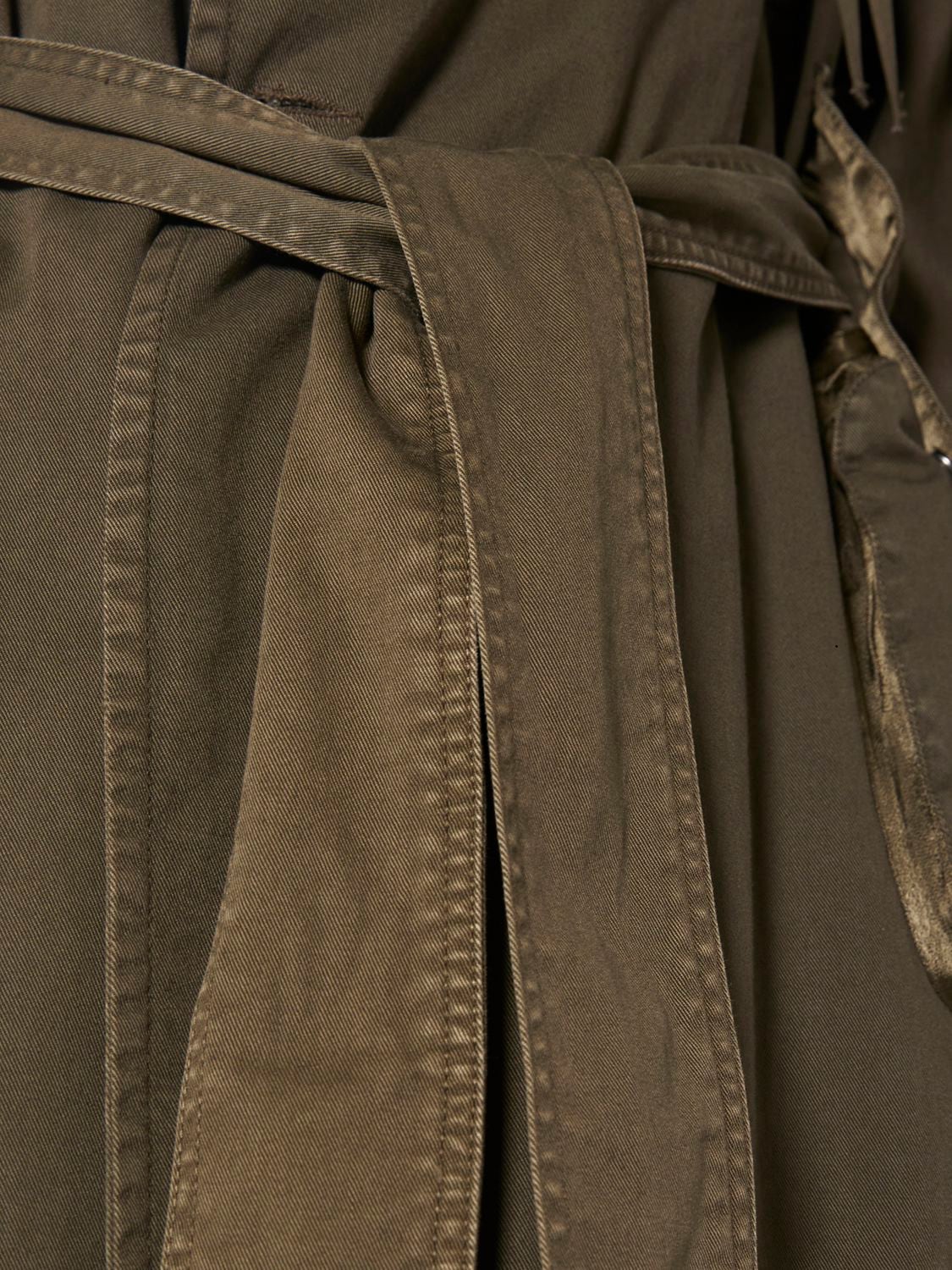 Shop Blumarine Cotton Gabardine Belted Trench Coat In Military Green