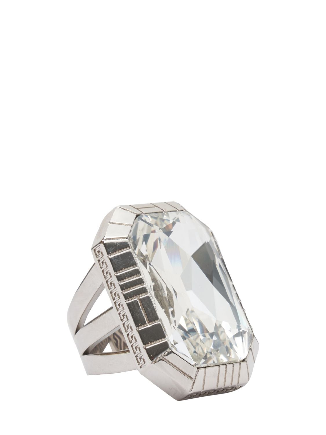 Versace Crystal Ring In Silver