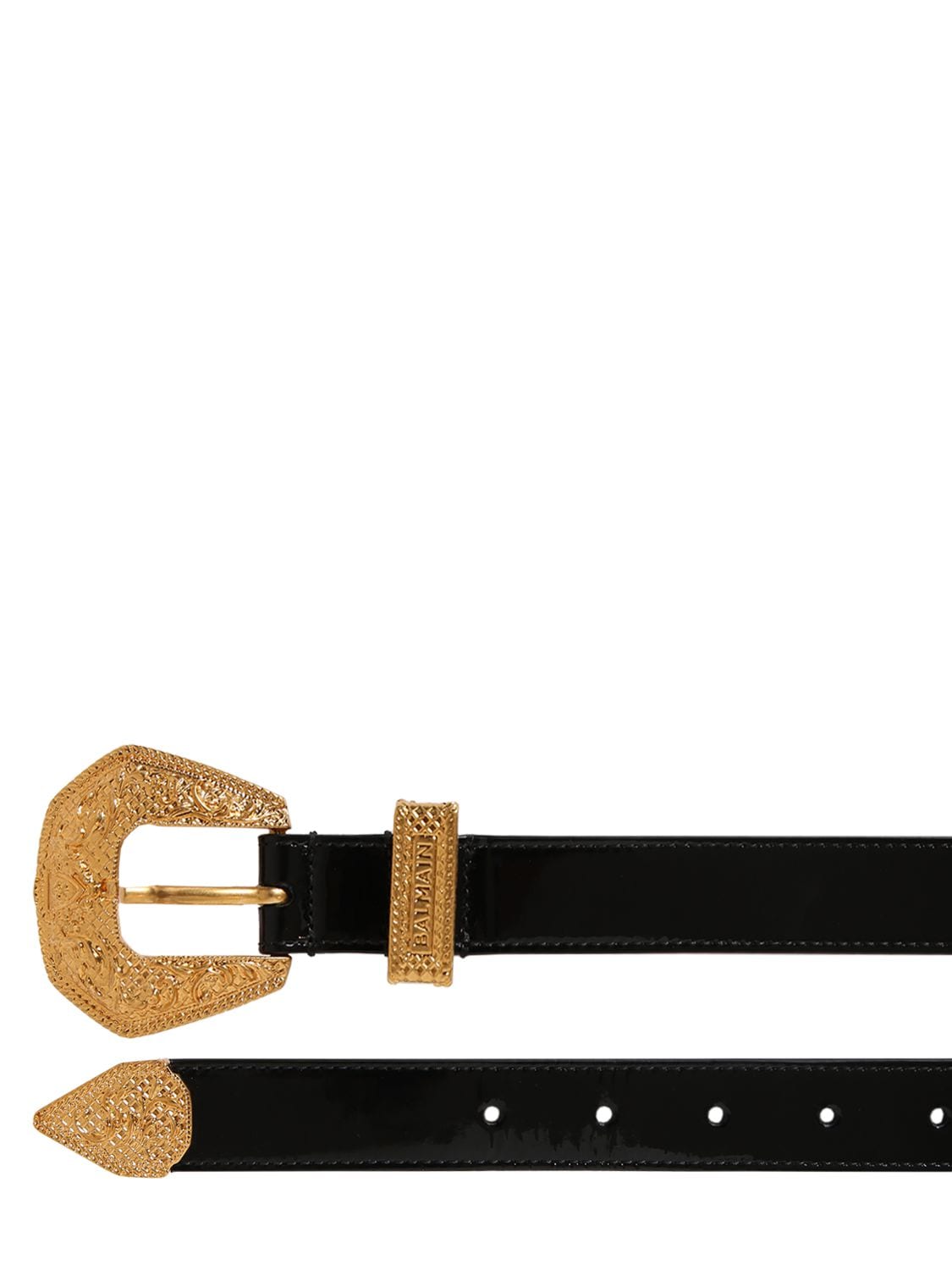 Shop Balmain 2.5cm Western Patent Leather Belt In Noir
