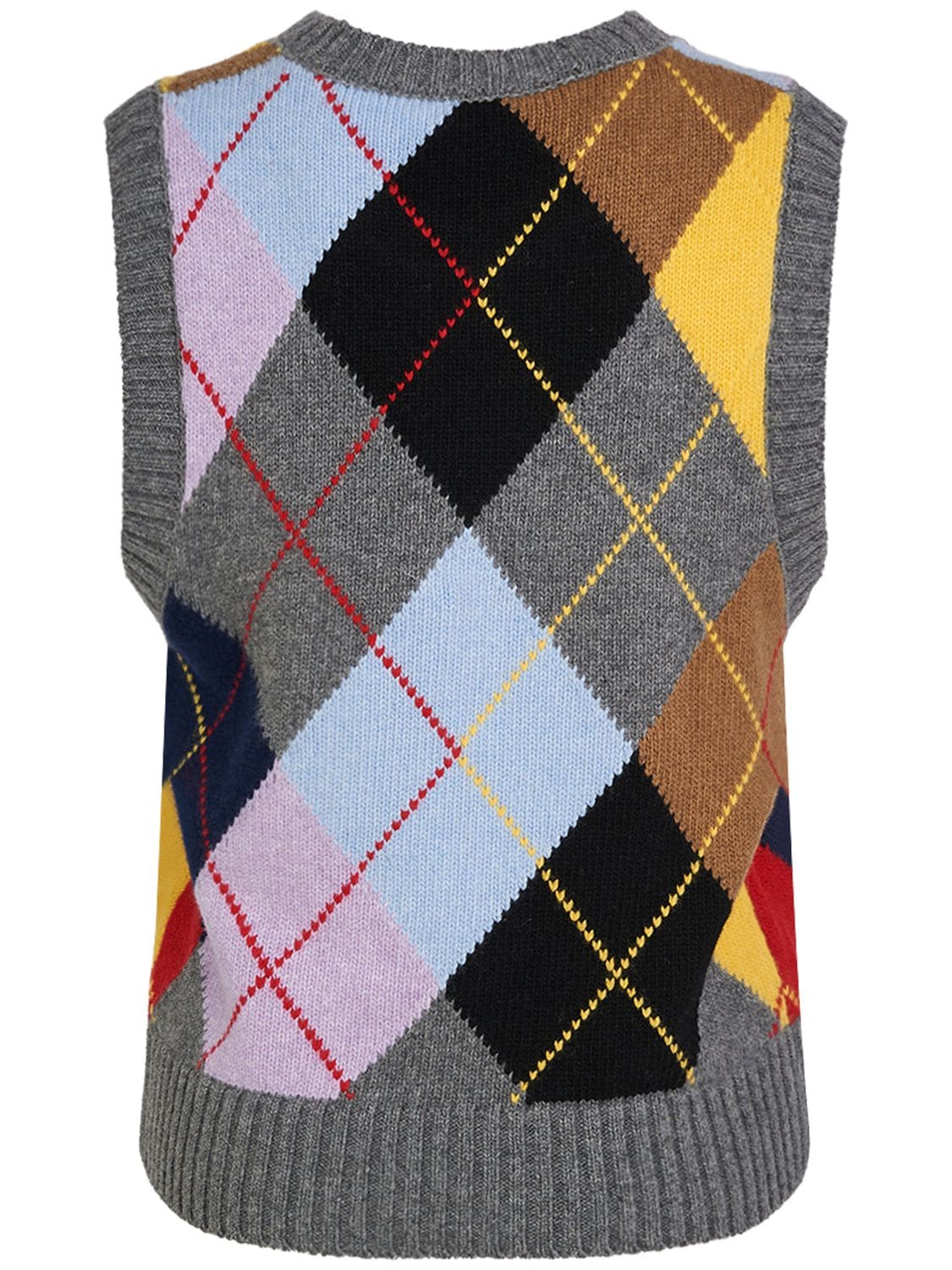 Shop Ganni Harlequin Wool Blend Knit Vest In Bunt