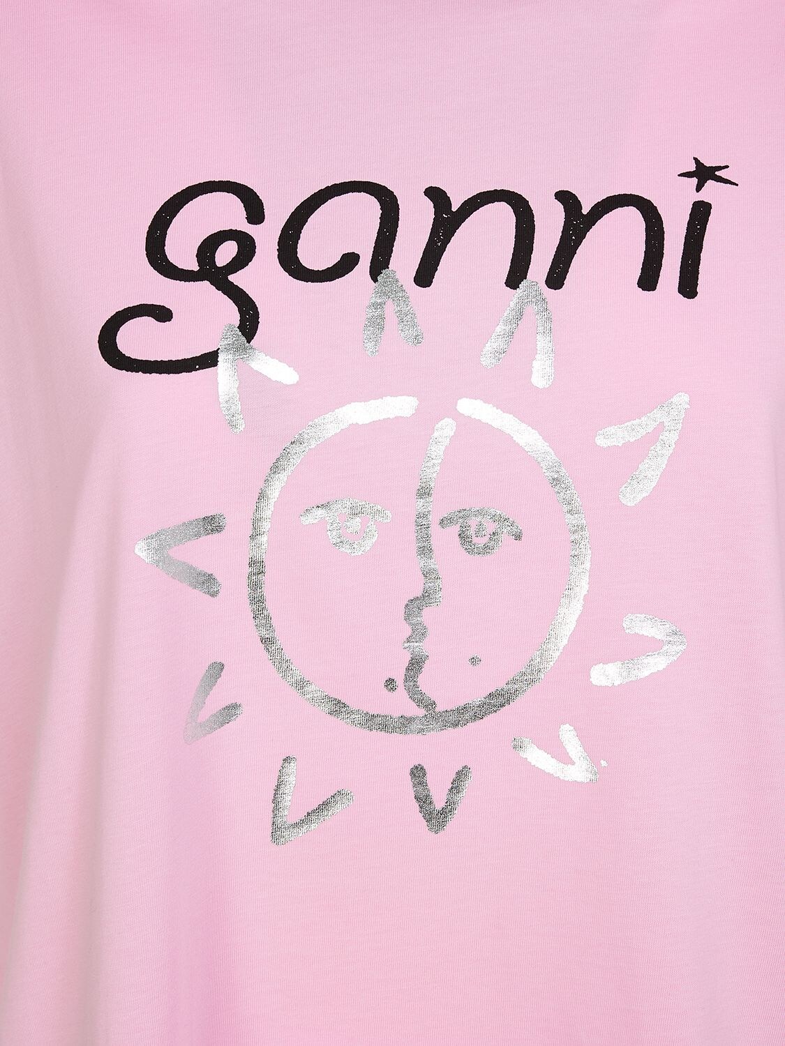 Shop Ganni Sun Print Cotton Jersey T-shirt In Rosa