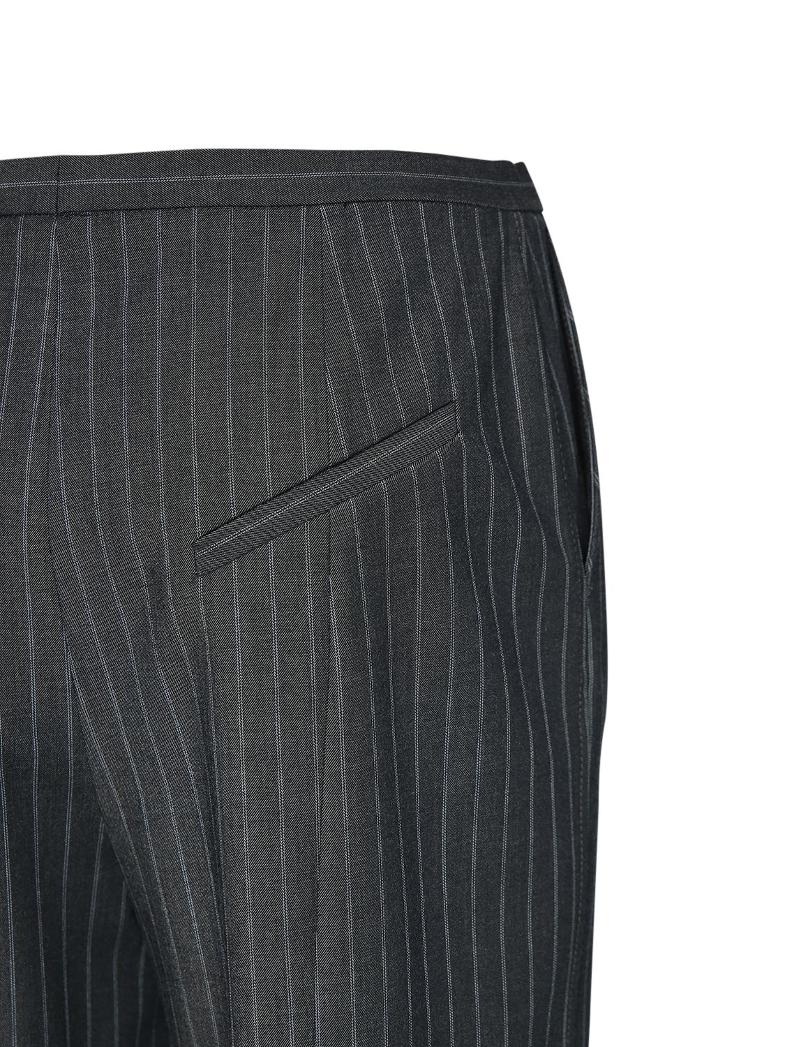 Shop Ganni Midrise Stretch Tech Pinstripe Pants In Grey