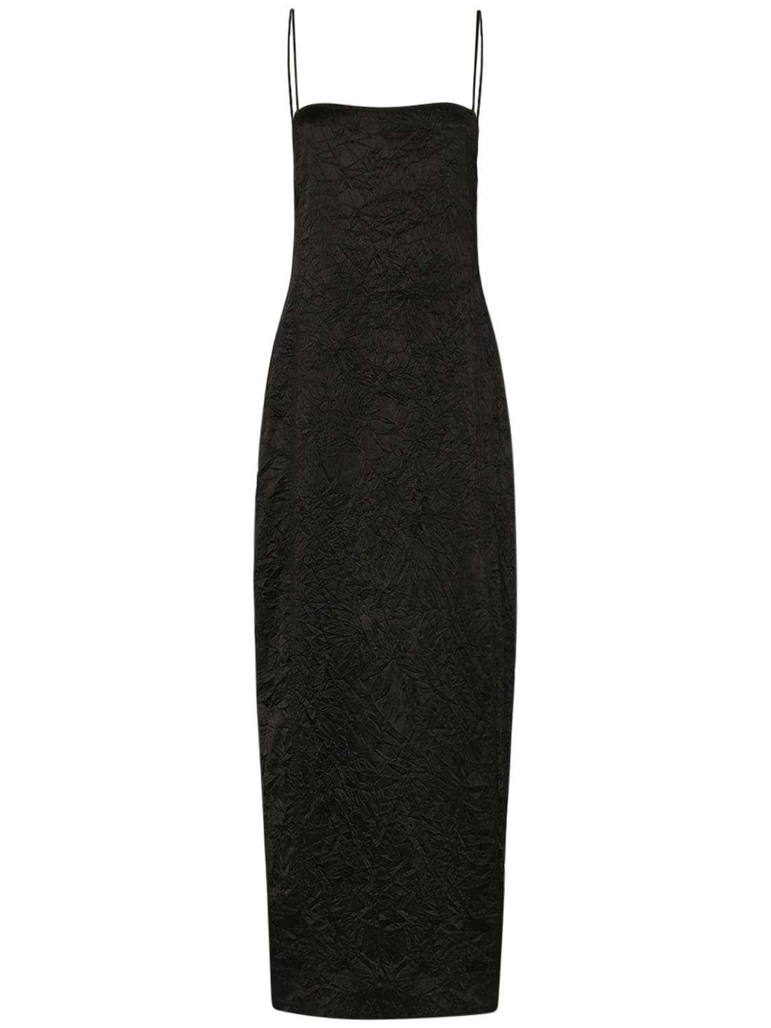 Image of Crinkled Satin Midi Slip Dress