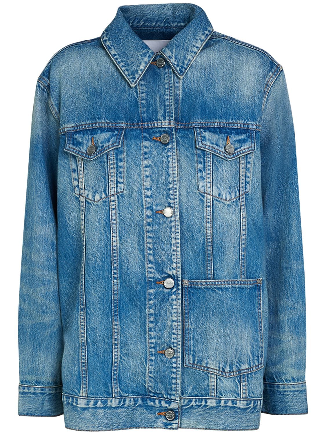 Shop Ganni Oversized Cotton Denim Jacket In Blau