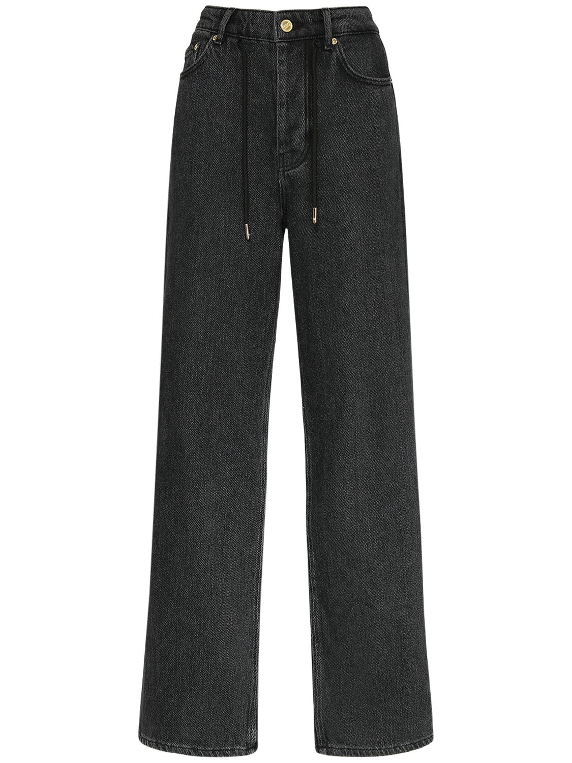 Ganni Jeans Aus Schwerem Baumwolldenim In Washed Black