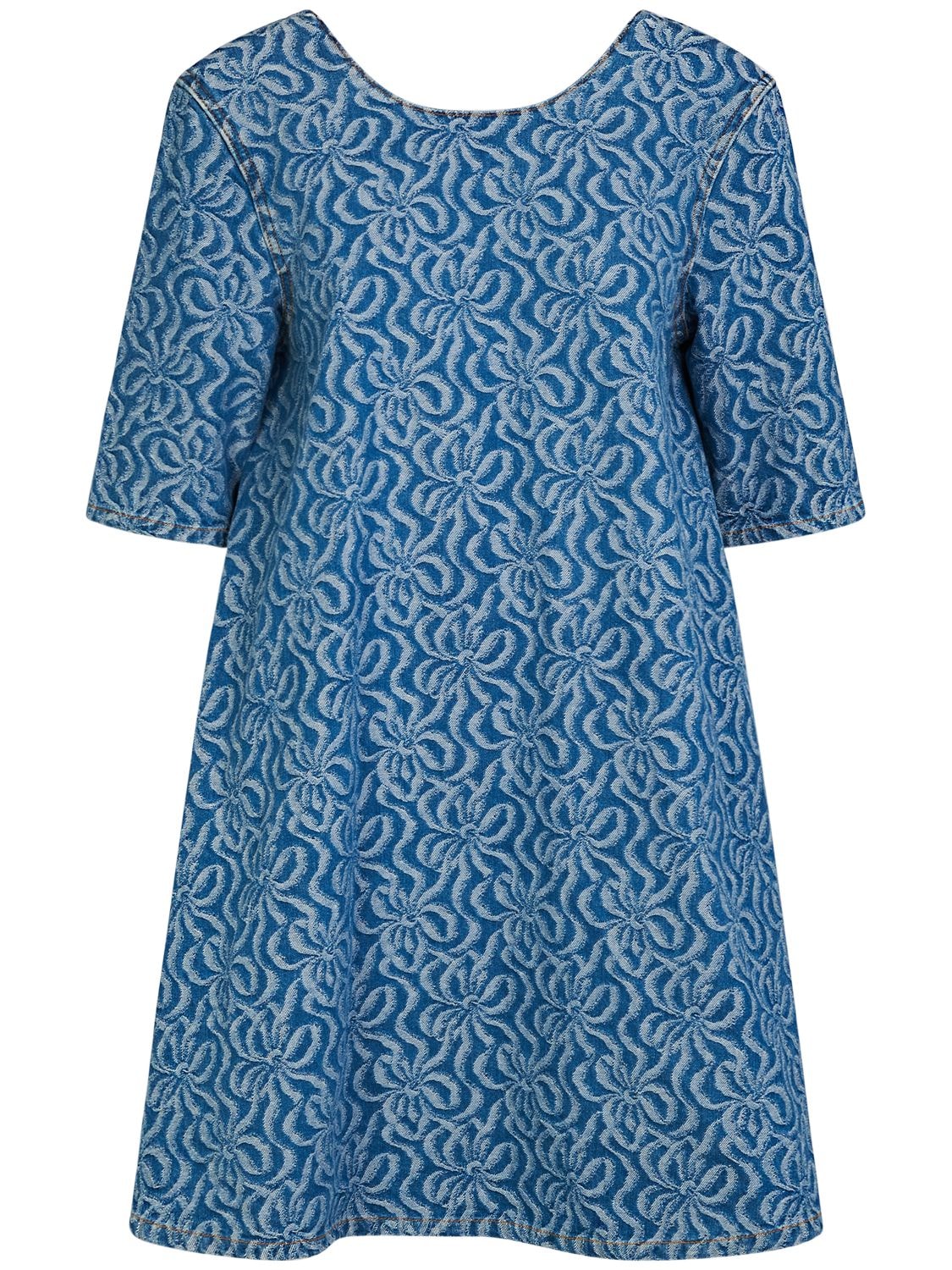 Image of Jacquard Cotton Denim A-line Mini Dress