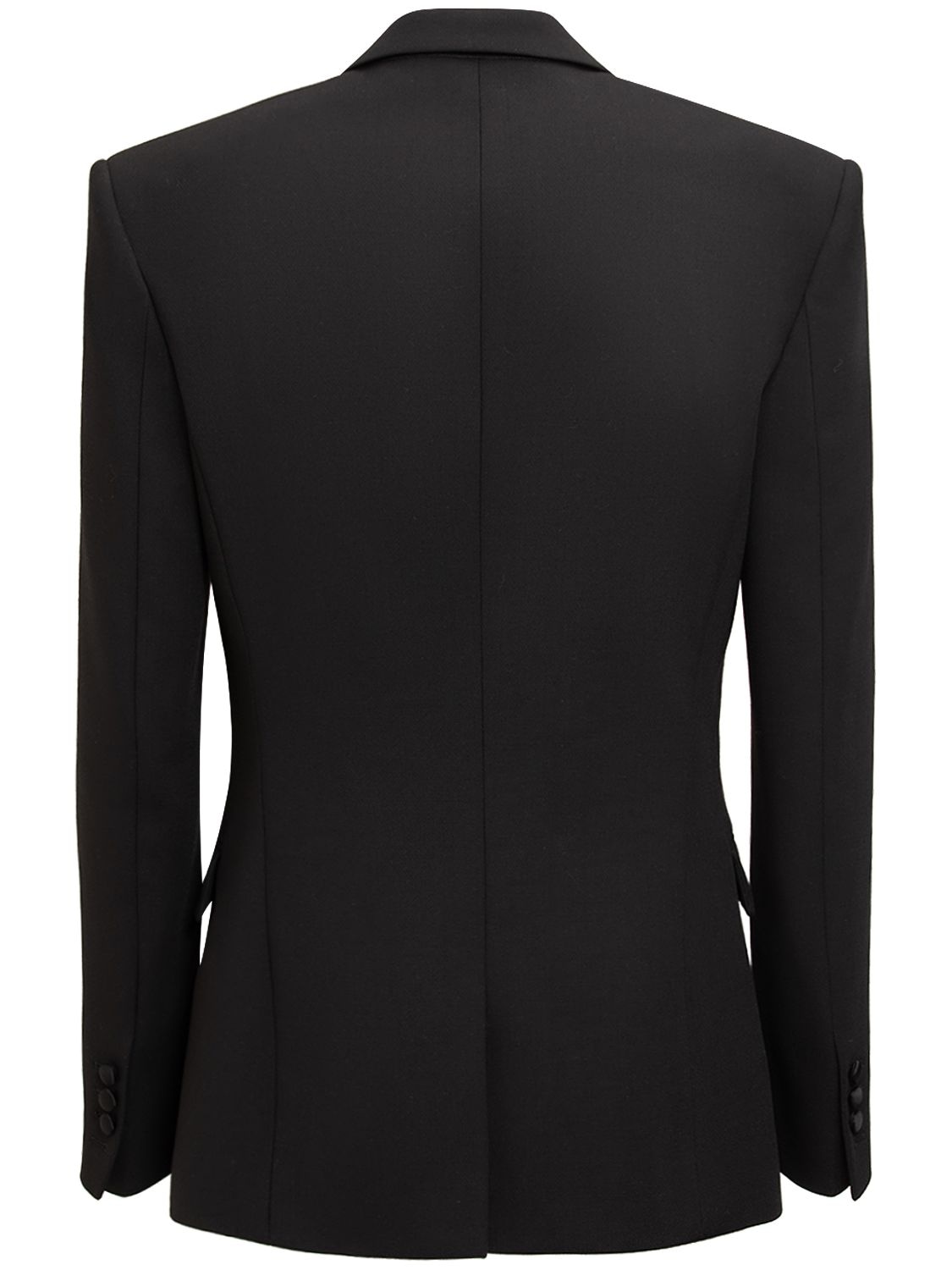 Shop Balmain Double Crepe Wool Tuxedo Jacket In Black