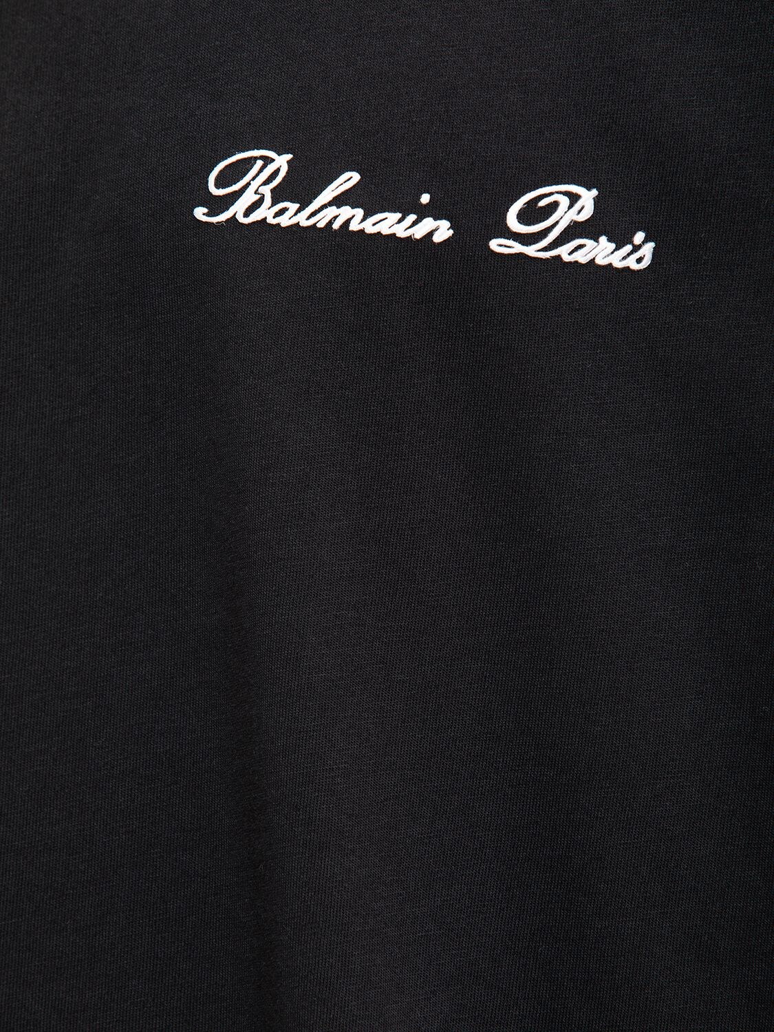 Shop Balmain Logo Signature Cotton T-shirt In Black