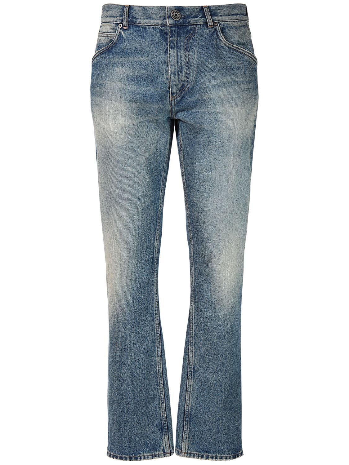 Balmain Regular Denim Cotton Jeans In Blue