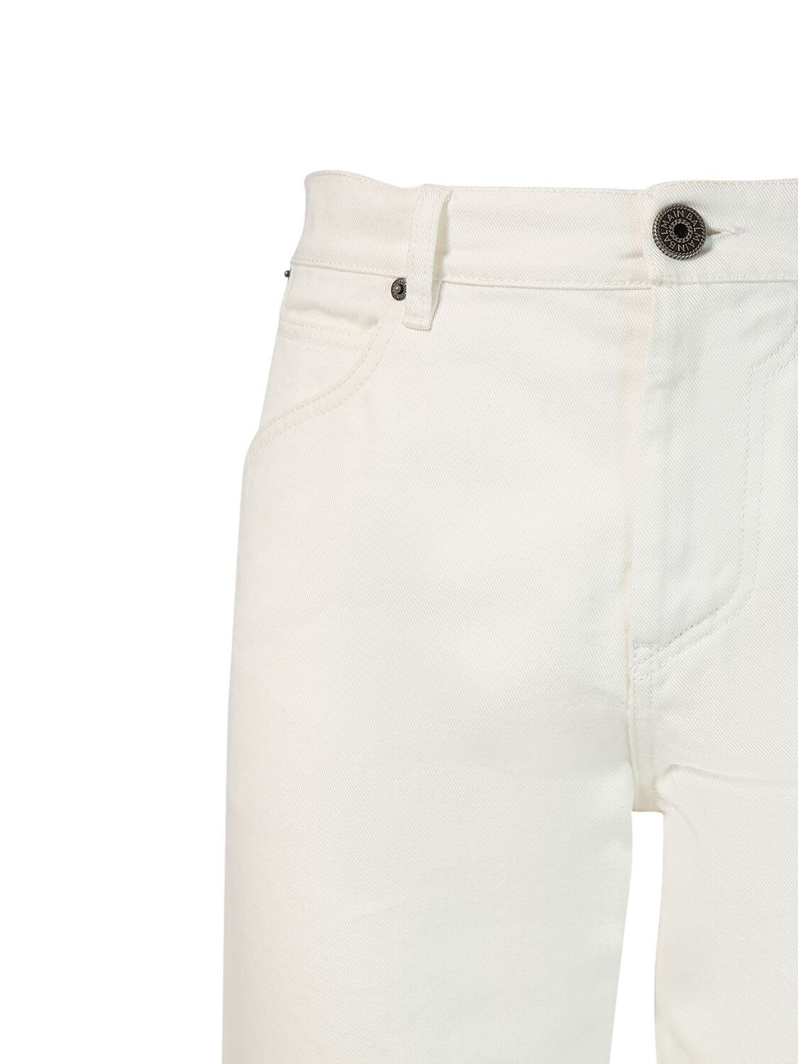 Shop Balmain Regular Cotton Denim Jeans In White
