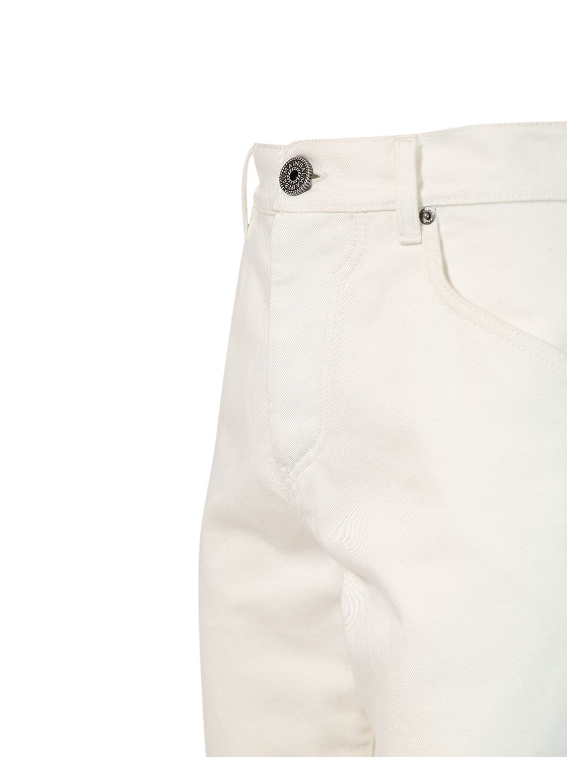 Shop Balmain Regular Cotton Denim Jeans In White