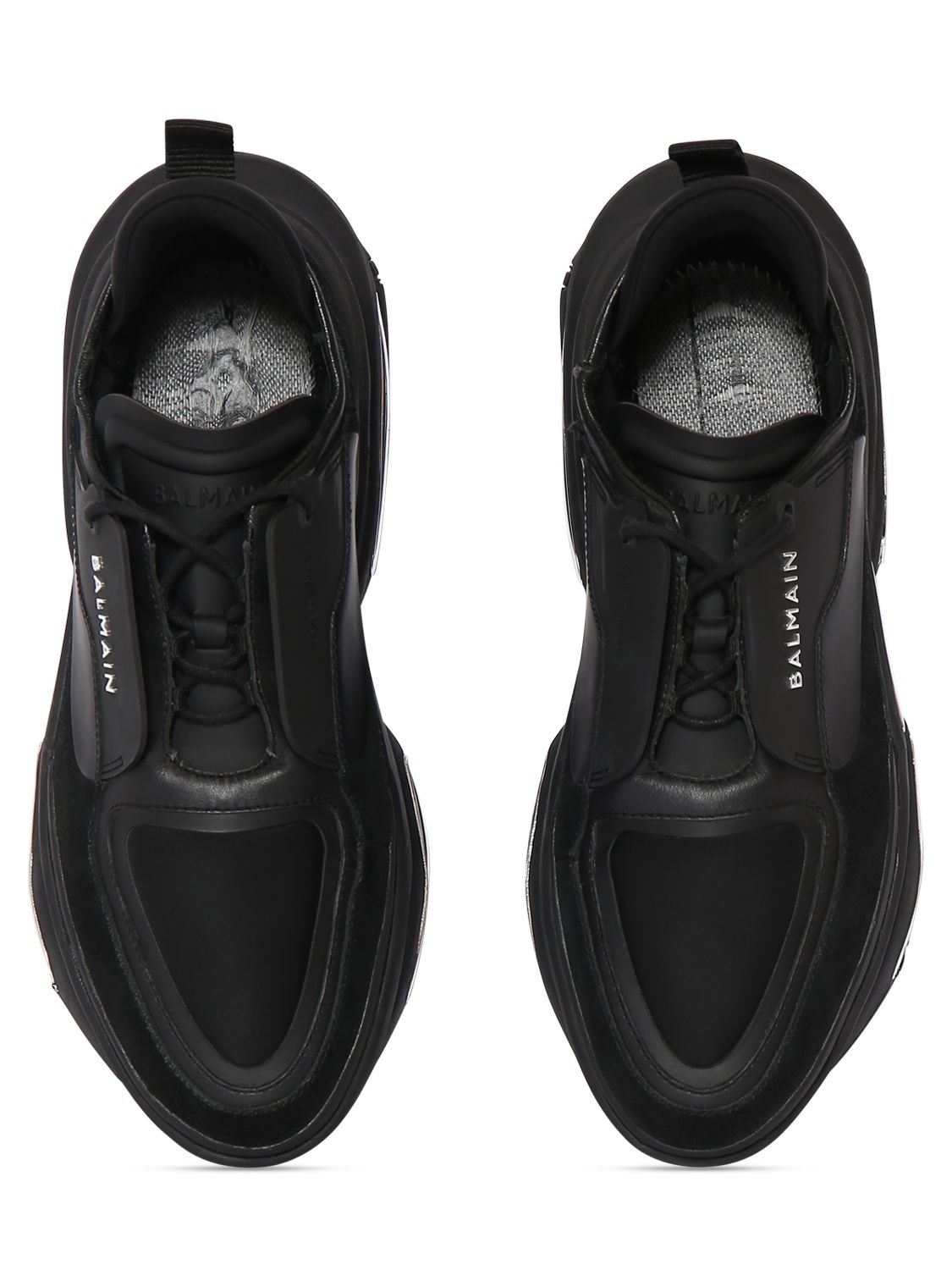 Shop Balmain B Bold Low Leather & Suede Sneakers In Black