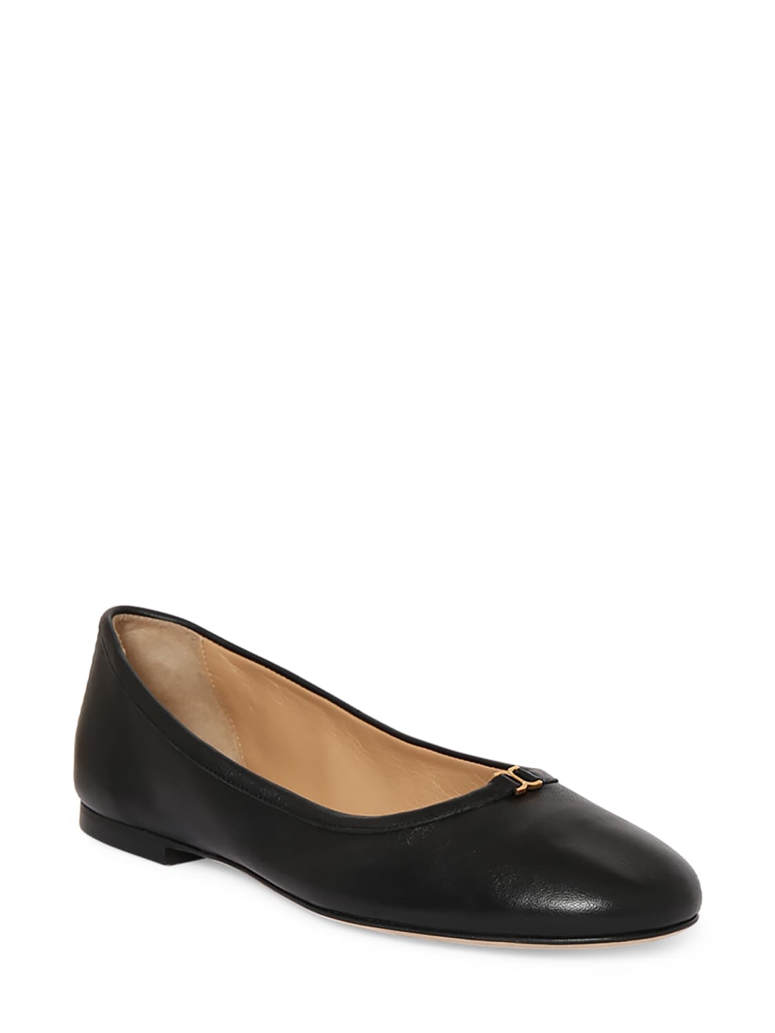 Shop Chloé 10mm Marcie Leather Ballerina Flats In Black