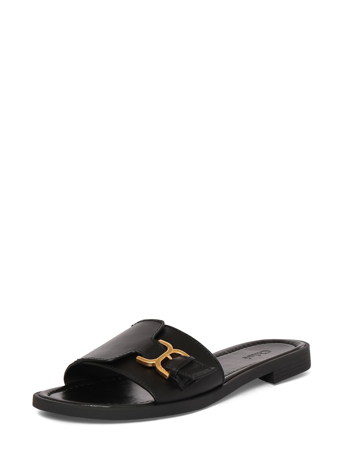 Shop Chloé 10mm Marcie Leather Flat Slides In Black