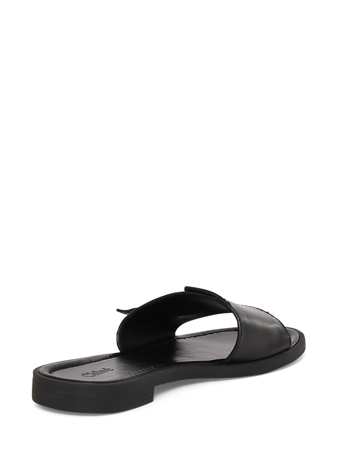 Shop Chloé 10mm Marcie Leather Flat Slides In Black