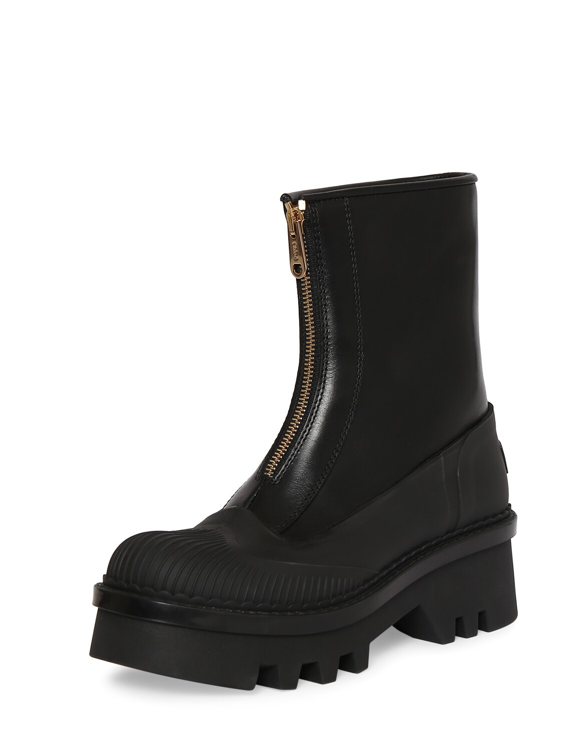 Shop Chloé 40mm Raina Leather Zip Boots In Black