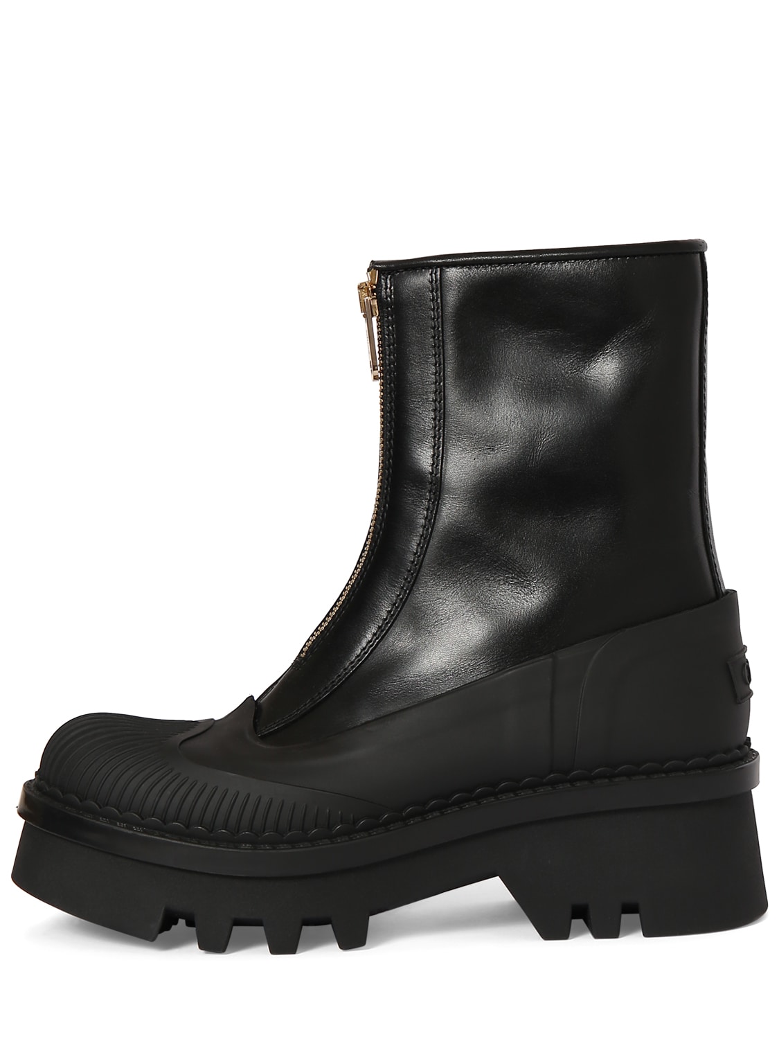 Chloé 40mm Raina Leather Zip Boots In Black