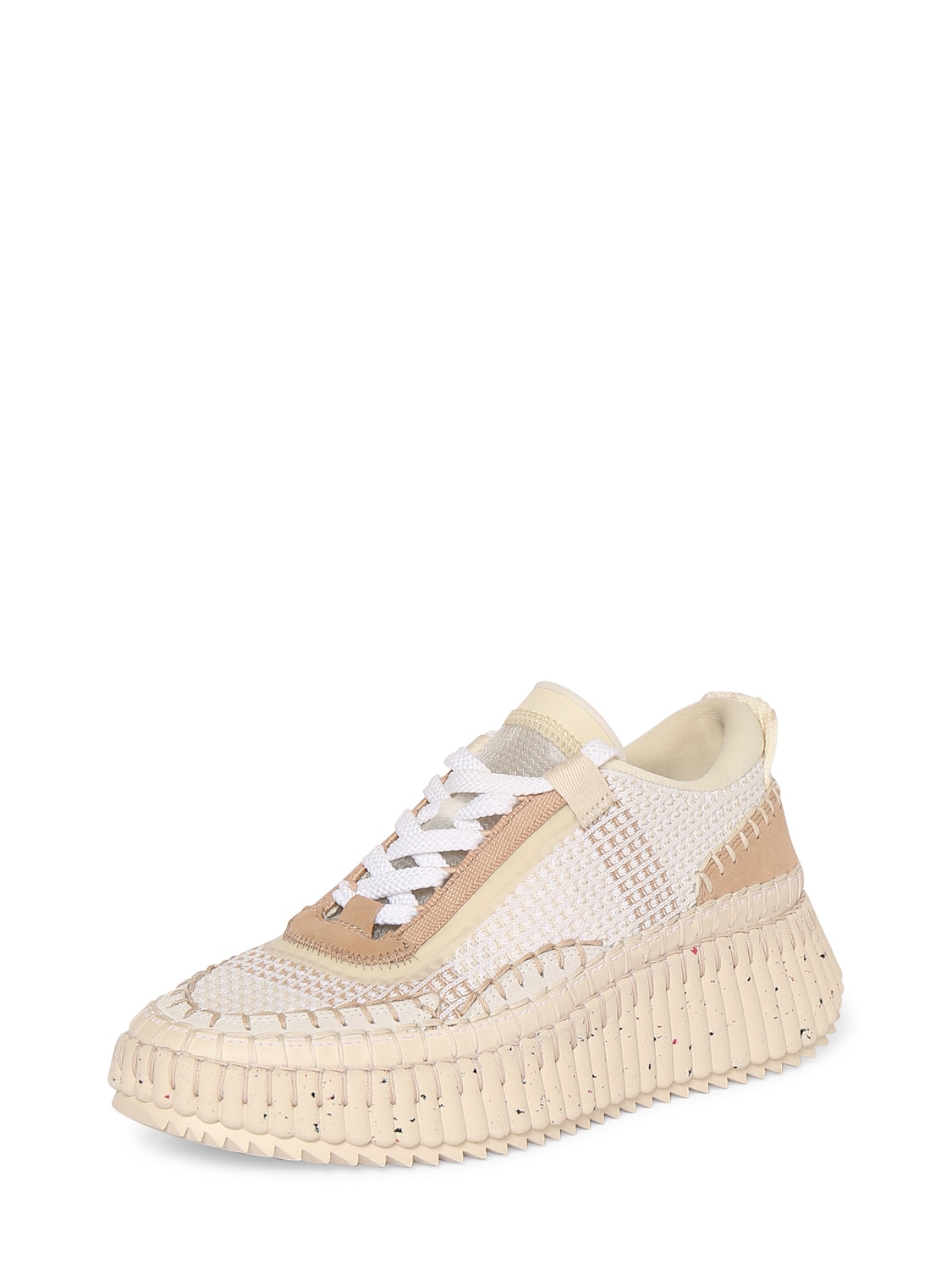 Shop Chloé Nama Recycled Mesh Sneakers In White,beige