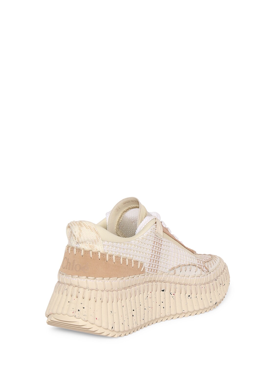 Shop Chloé Nama Recycled Mesh Sneakers In White,beige