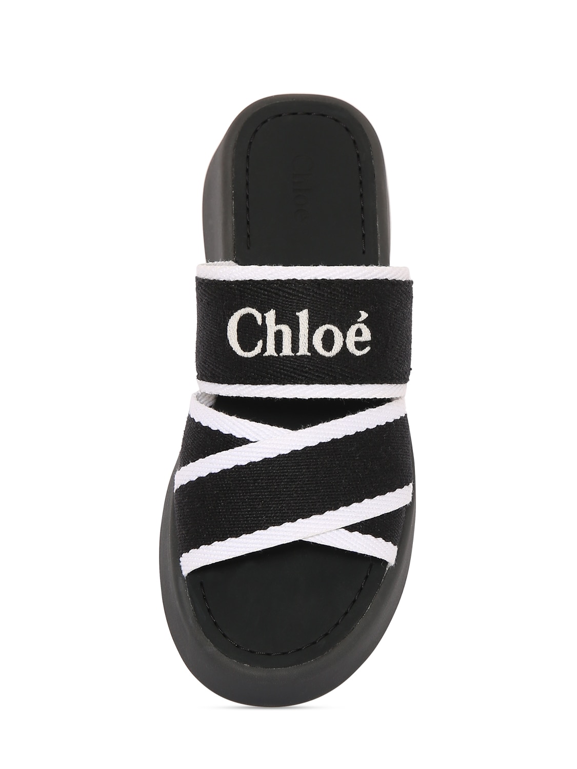 Shop Chloé 35mm Mila Canvas Platform Sandals In White,black