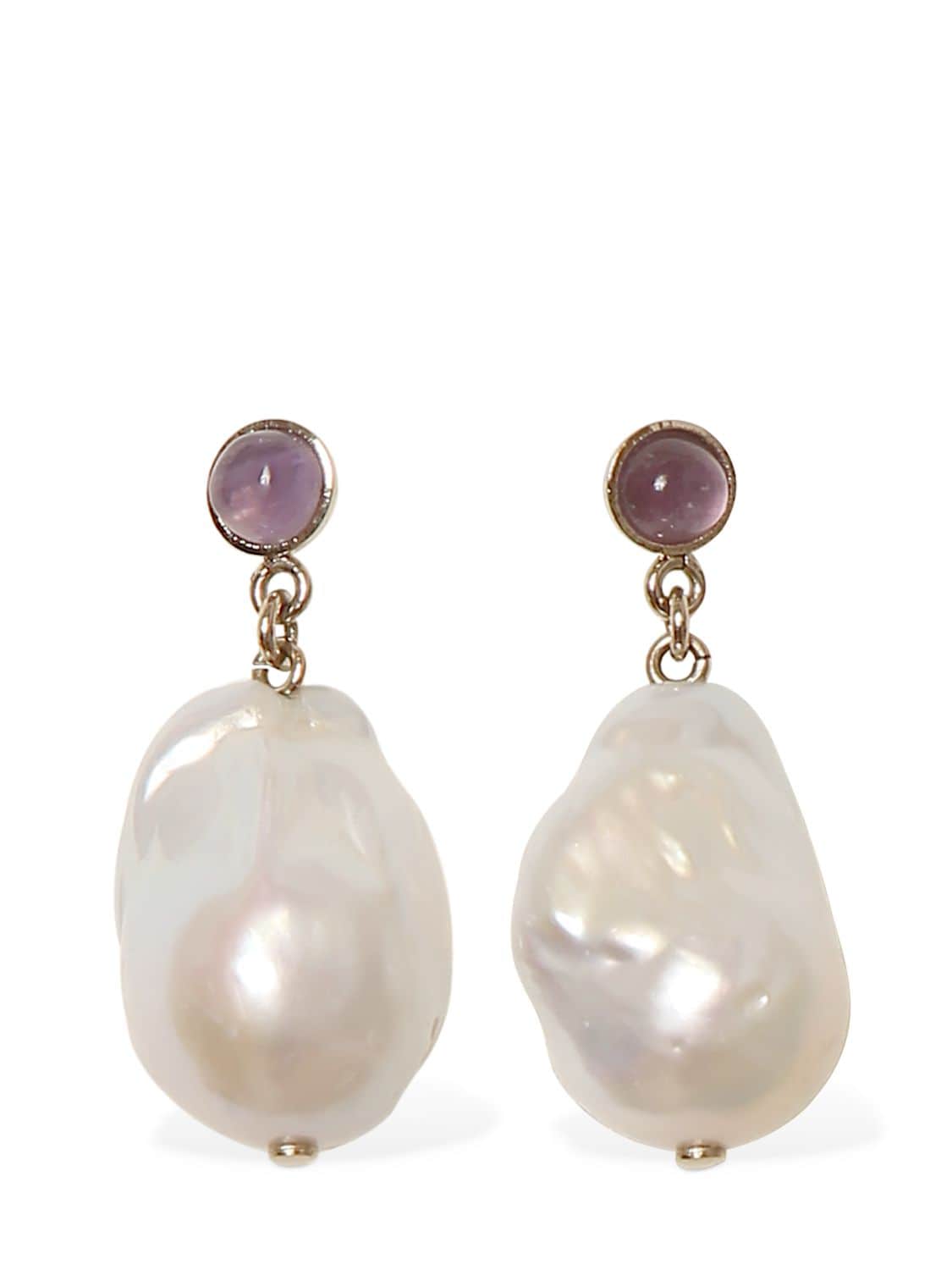 Chloé Darcey Pearl Drop Earrings In White,purple