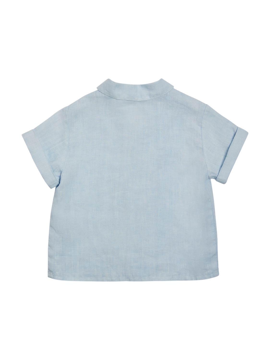 Shop Il Gufo Linen Shirt & Shorts In Light Blue