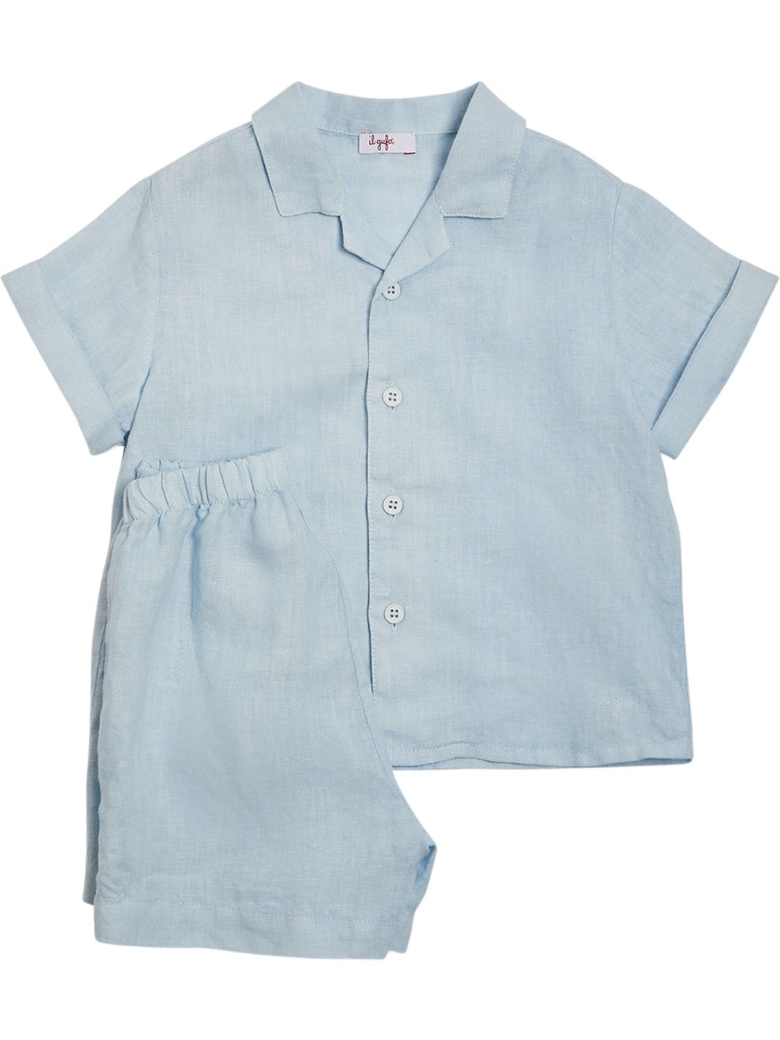 Il Gufo Kids' Linen Shirt & Shorts In Light Blue