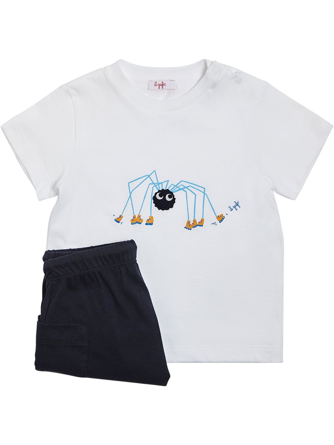 Il Gufo Kids' Cotton Jersey T-shirt & Shorts In White,navy