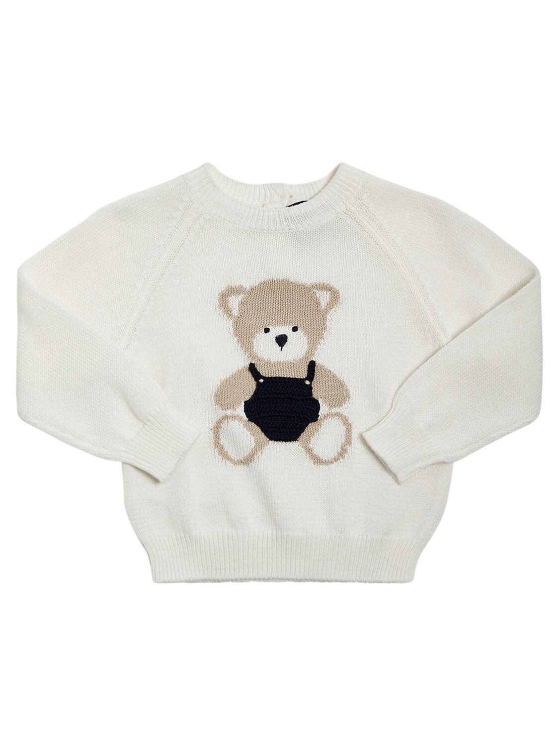 Shop Il Gufo Cotton Tricot Knit Sweater In Off-white
