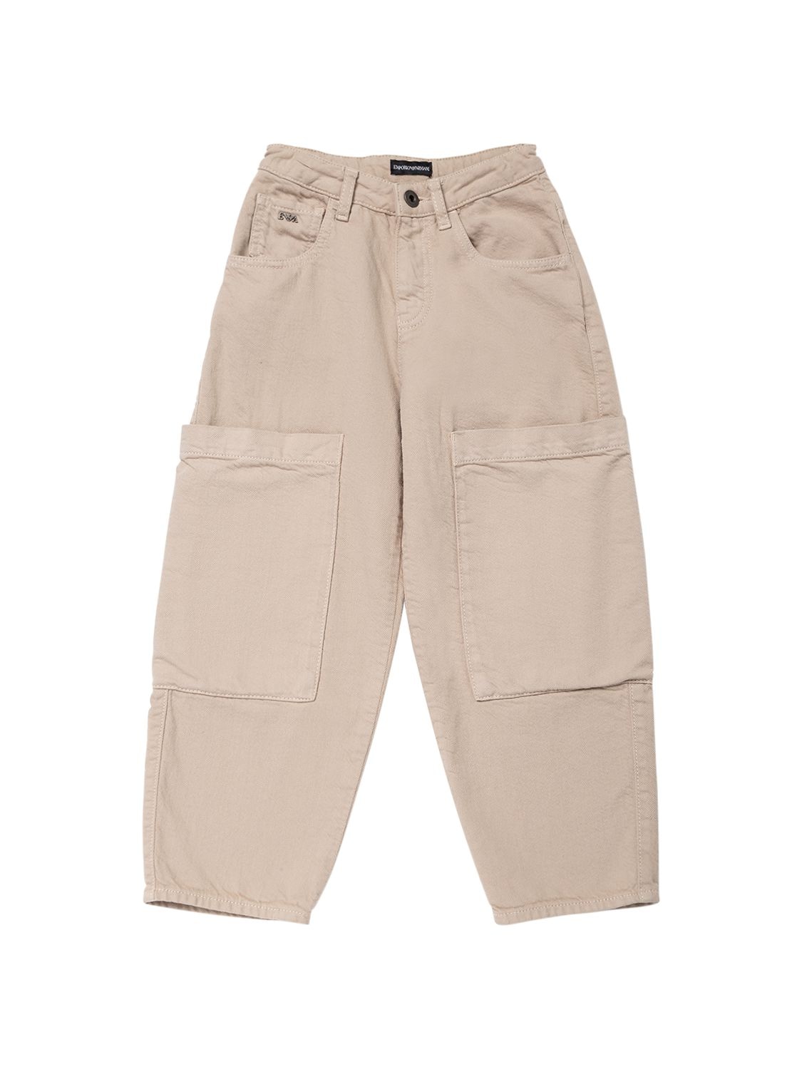 Emporio Armani Kids' Cotton Cargo Pants In Khaki