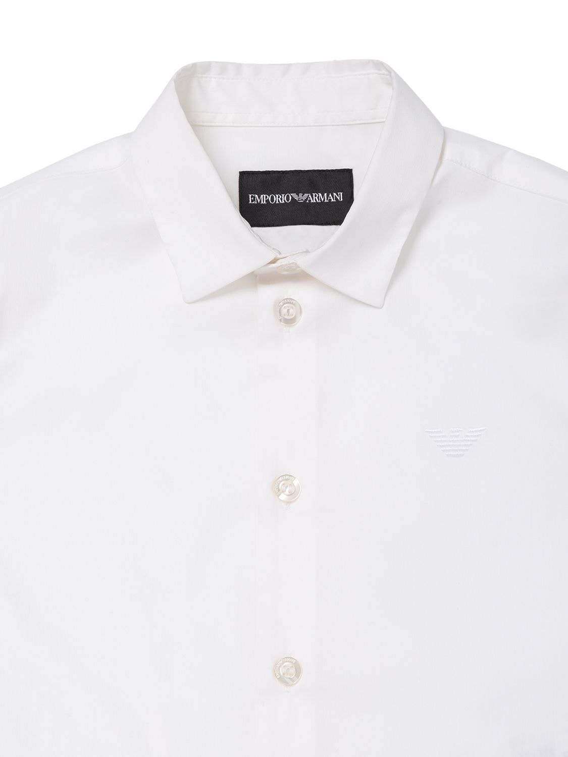 Shop Emporio Armani Linen Poplin Shirt In White