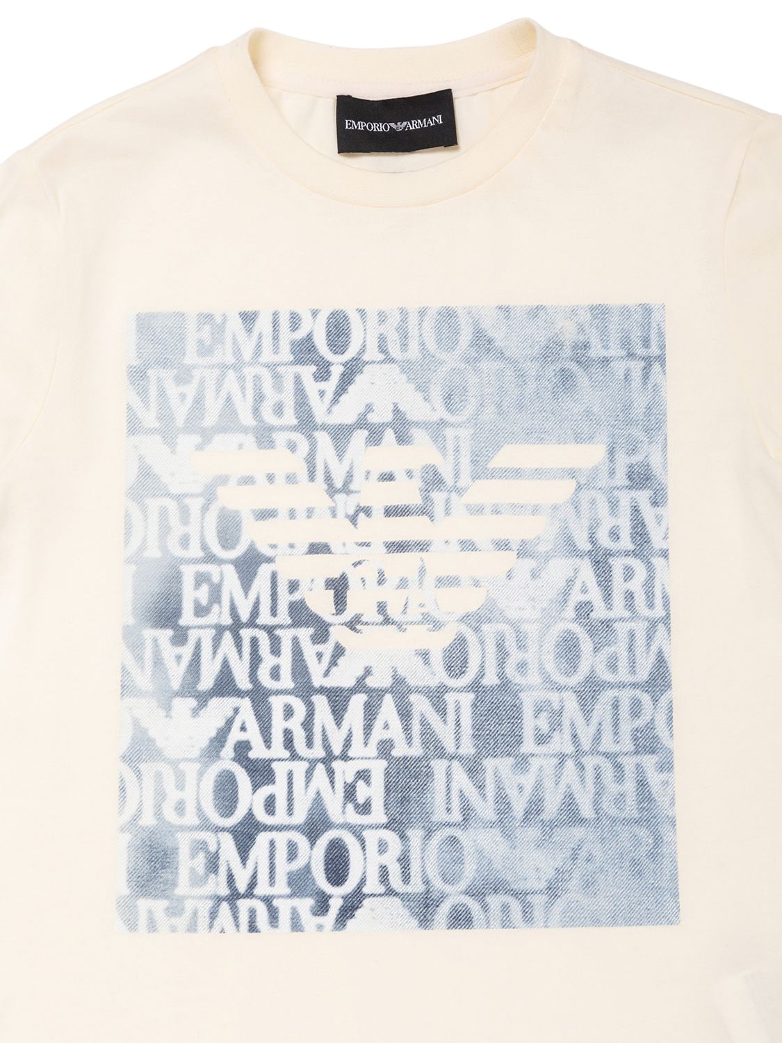 Shop Emporio Armani Cotton Jersey T-shirt & Shorts In Off-white