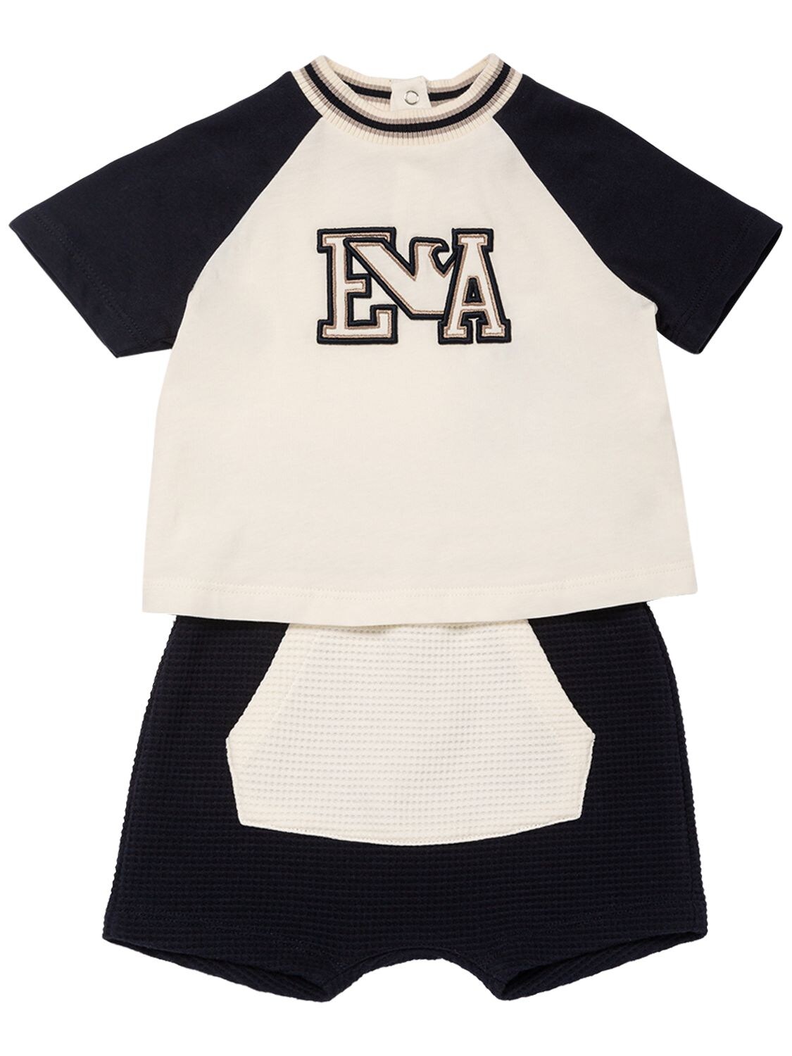 Emporio Armani Kids' Cotton Jersey T-shirt & Shorts In White,black