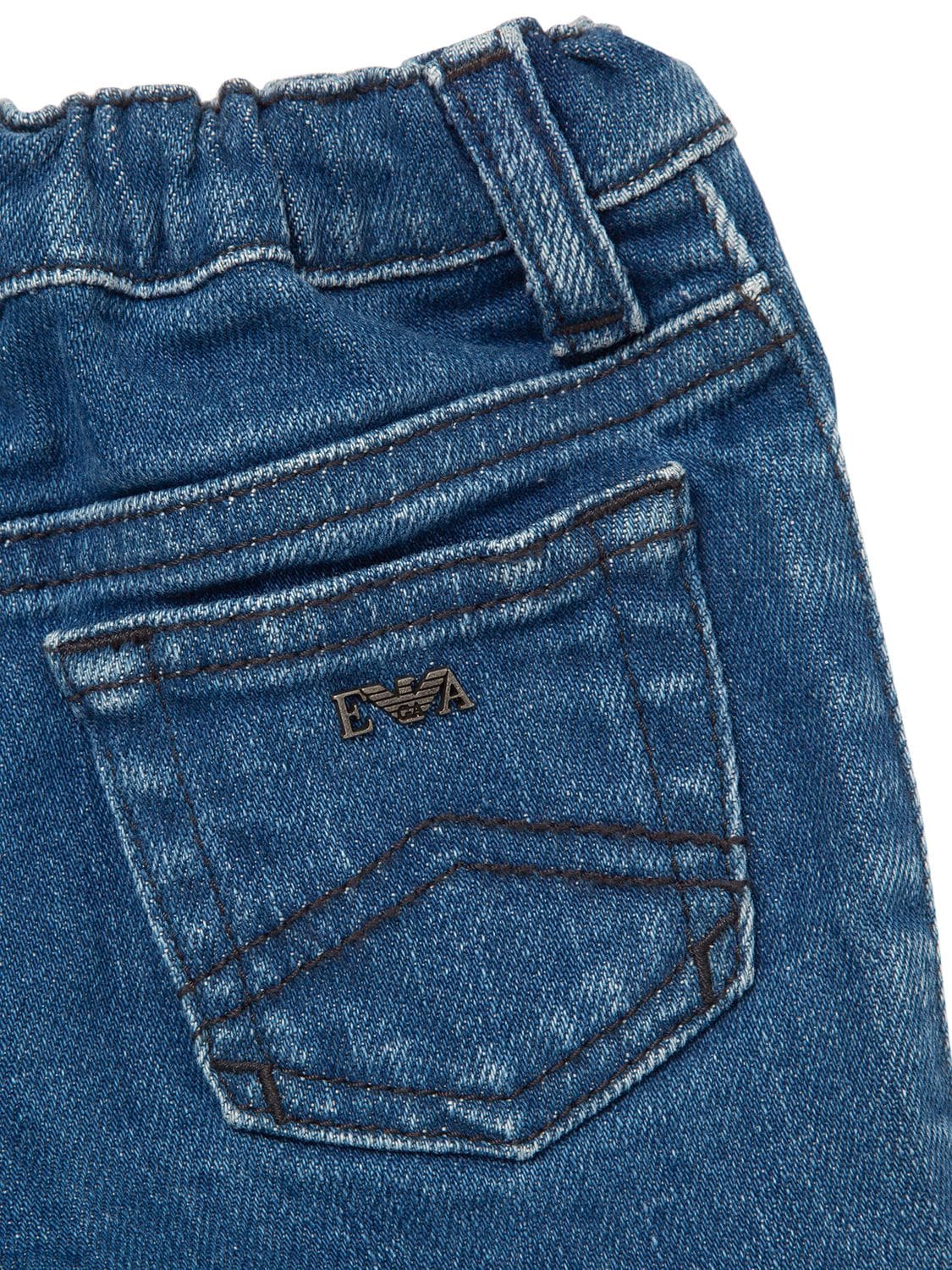 Shop Emporio Armani Cotton Denim Bermuda Shorts In Blue