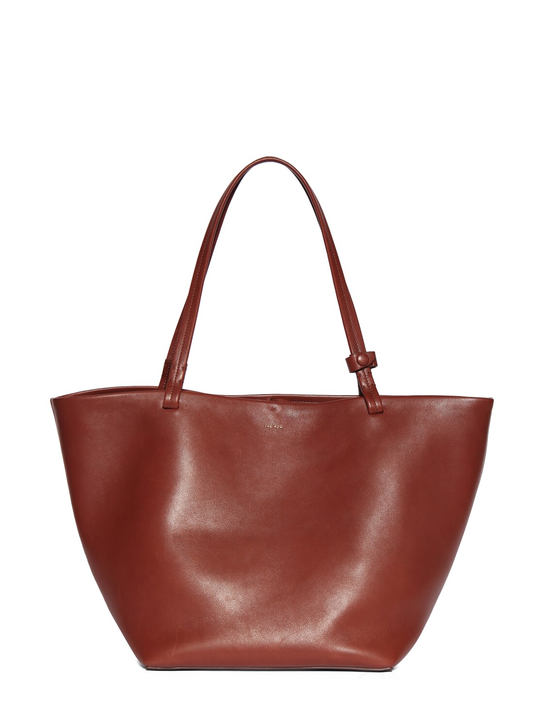 The Row Park Tote Leather Tote Bag In Cognac Shg