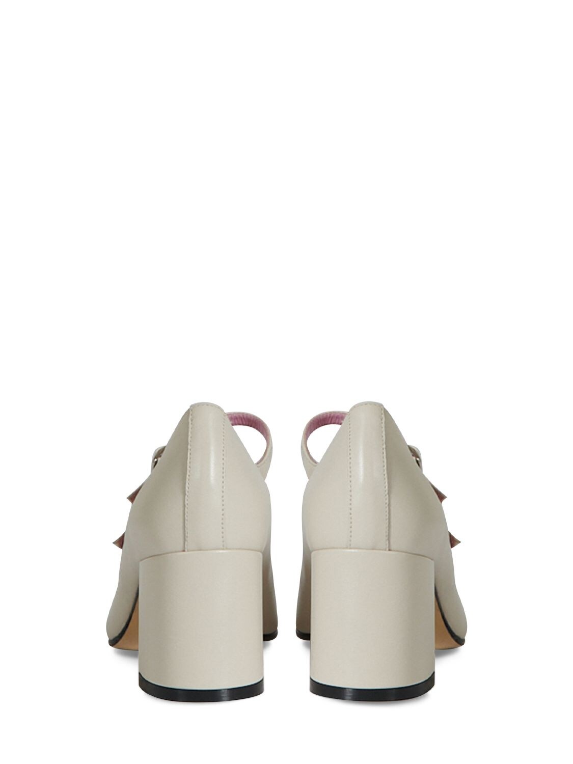 Shop Carel 60mm Cherry Leather Pumps In Beige,white