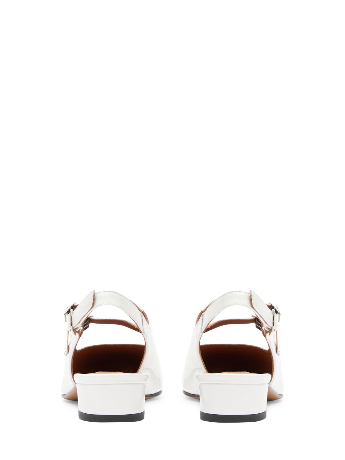 Shop Carel 20mm Peche Patent Leather Slingbacks In White