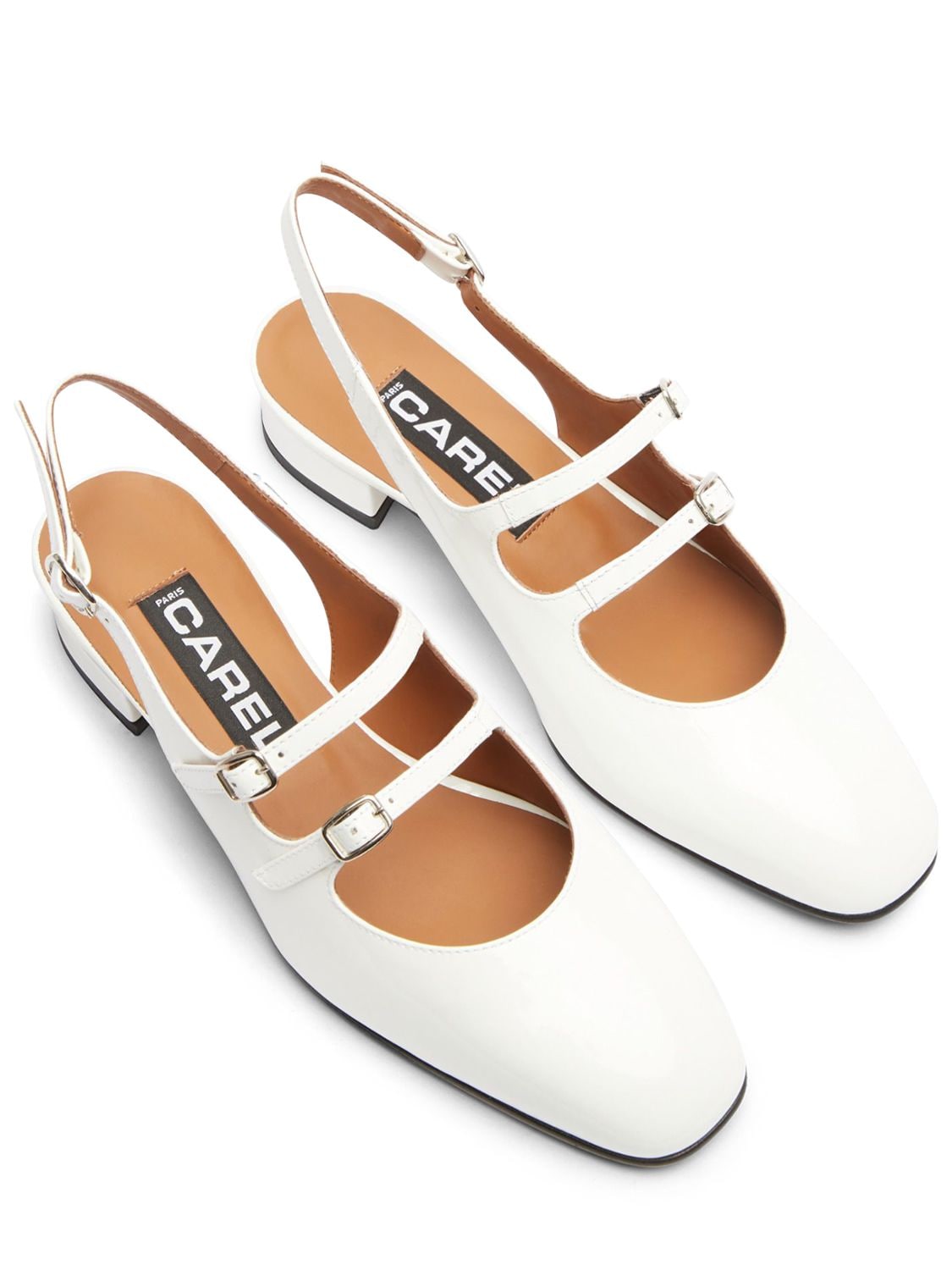Shop Carel 20mm Peche Patent Leather Slingbacks In White