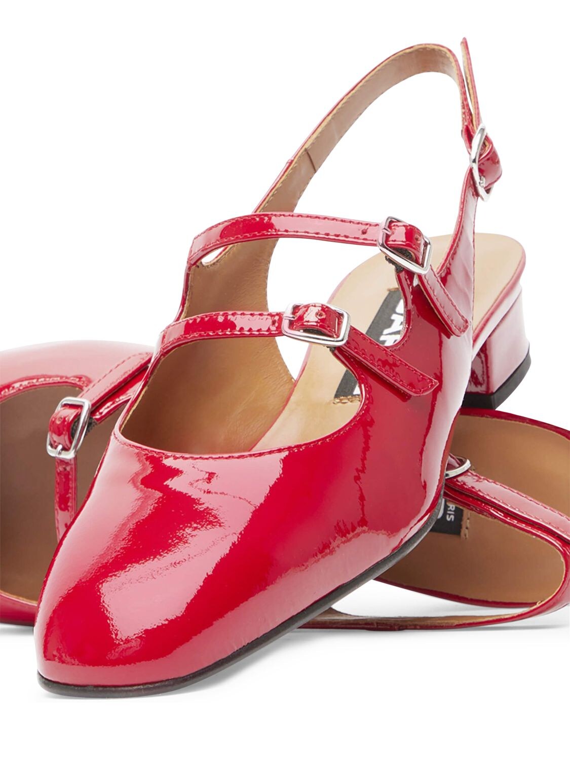 Shop Carel 20mm Peche Leather Slingback Heels In Red