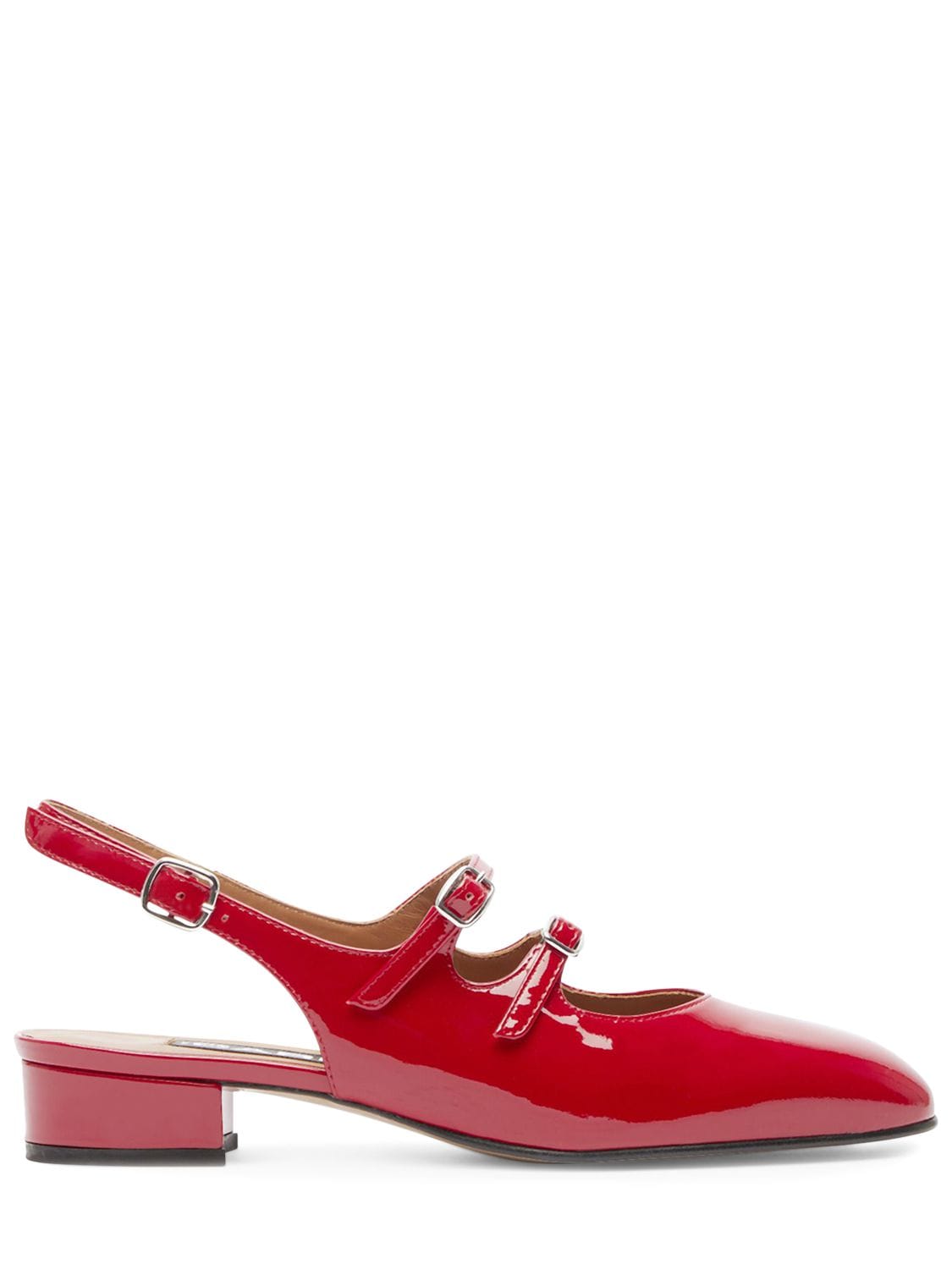 Carel 20mm Peche Patent Leather Slingbacks In Red