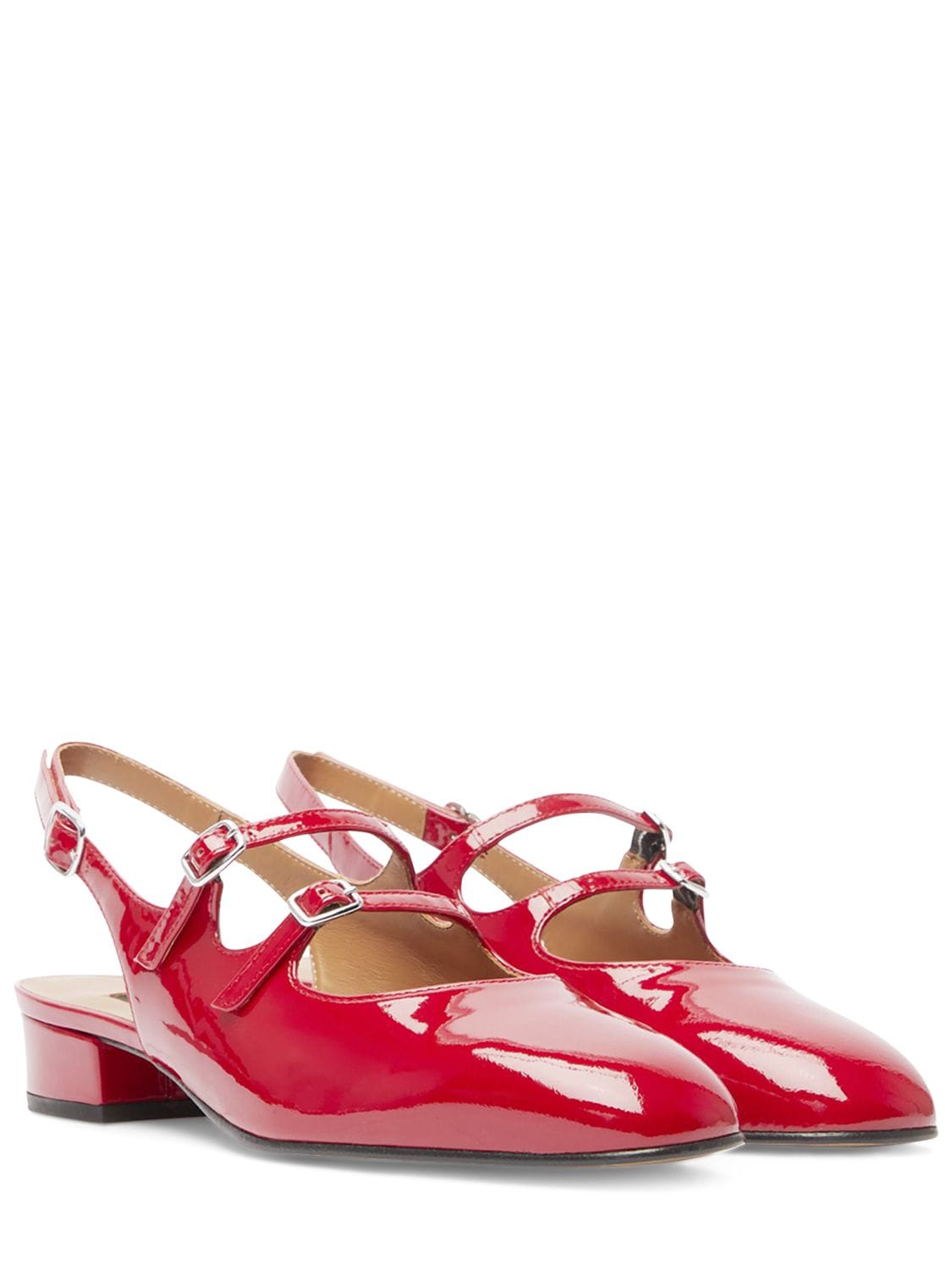 Shop Carel 20mm Peche Leather Slingback Heels In Red