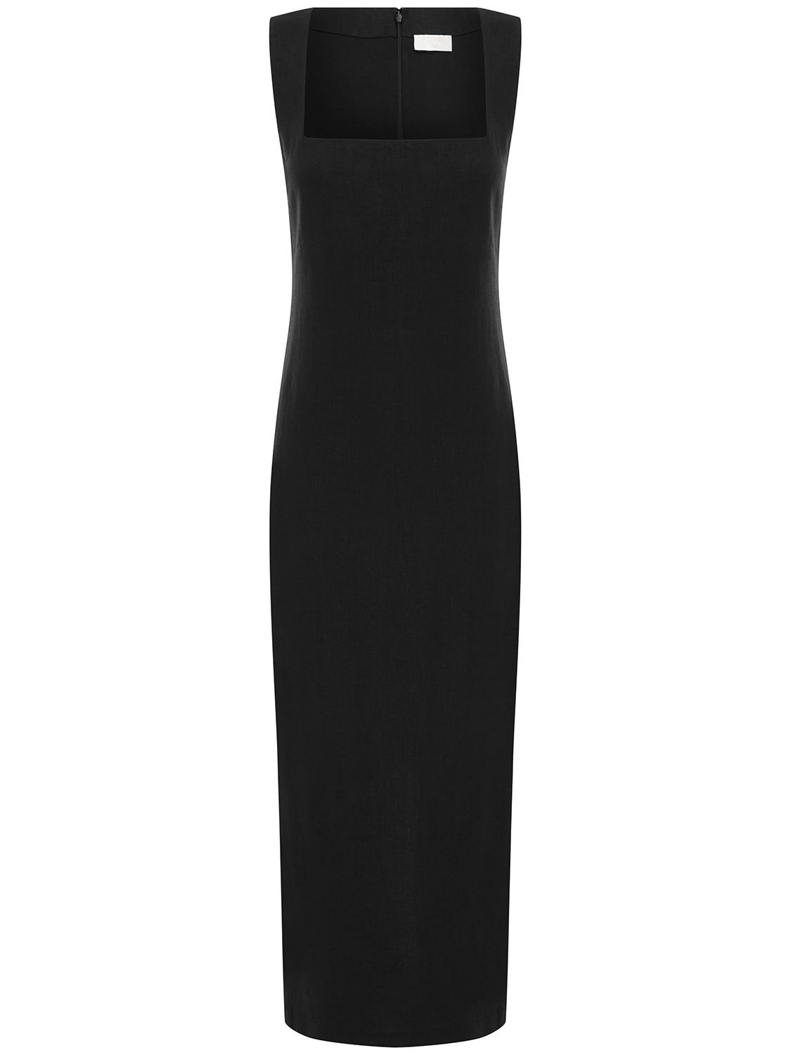 Shop Posse Alice Linen Midi Dress In Black