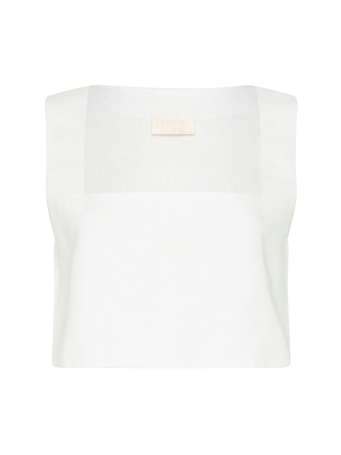 Shop Posse Alice Linen Crop Top In White