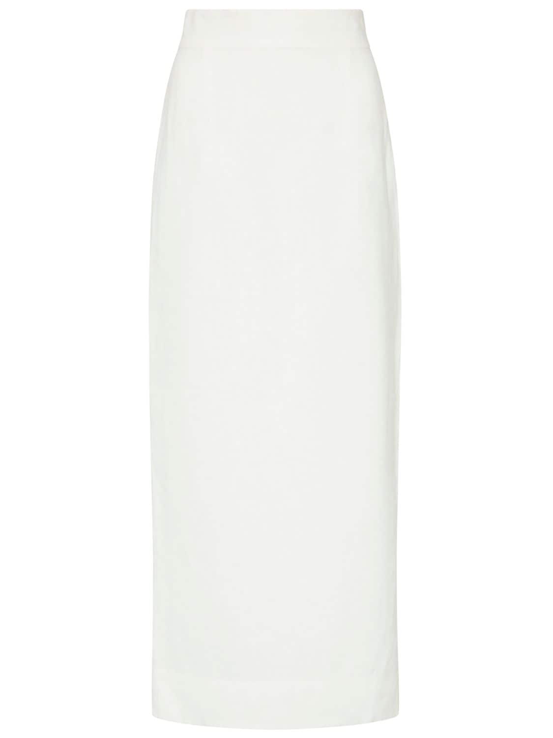 Shop Posse Emma Linen Midi Pencil Skirt In White