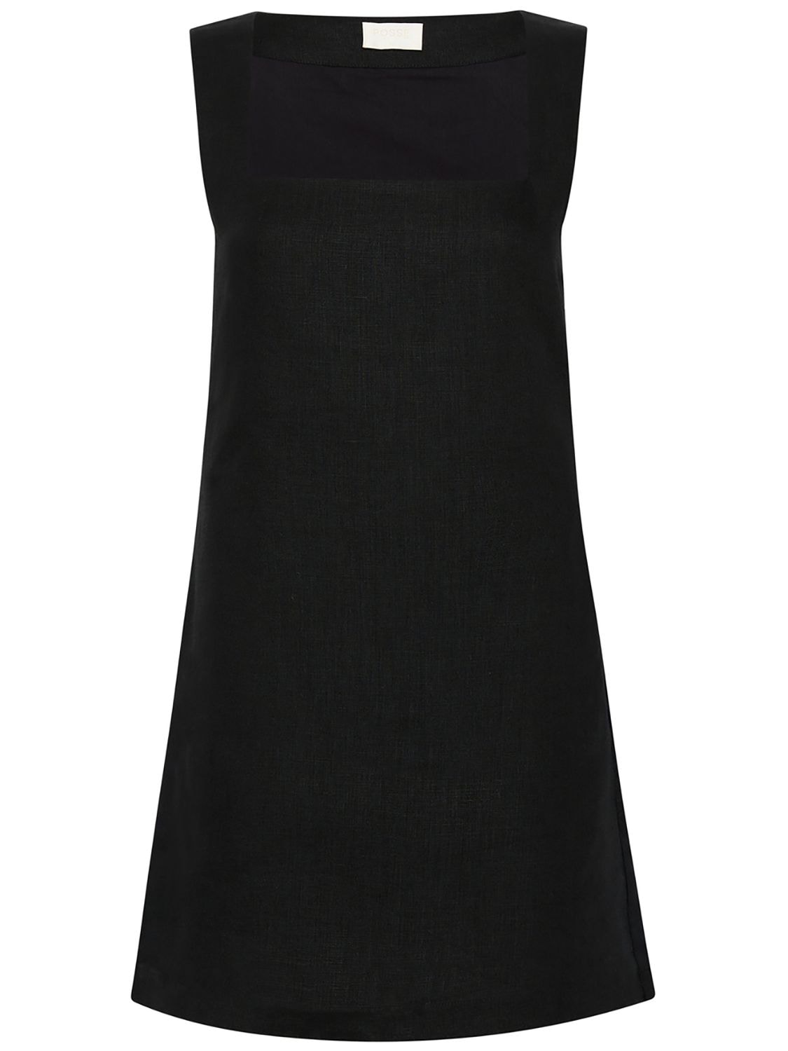 Shop Posse Alice Linen Mini Dress In Black