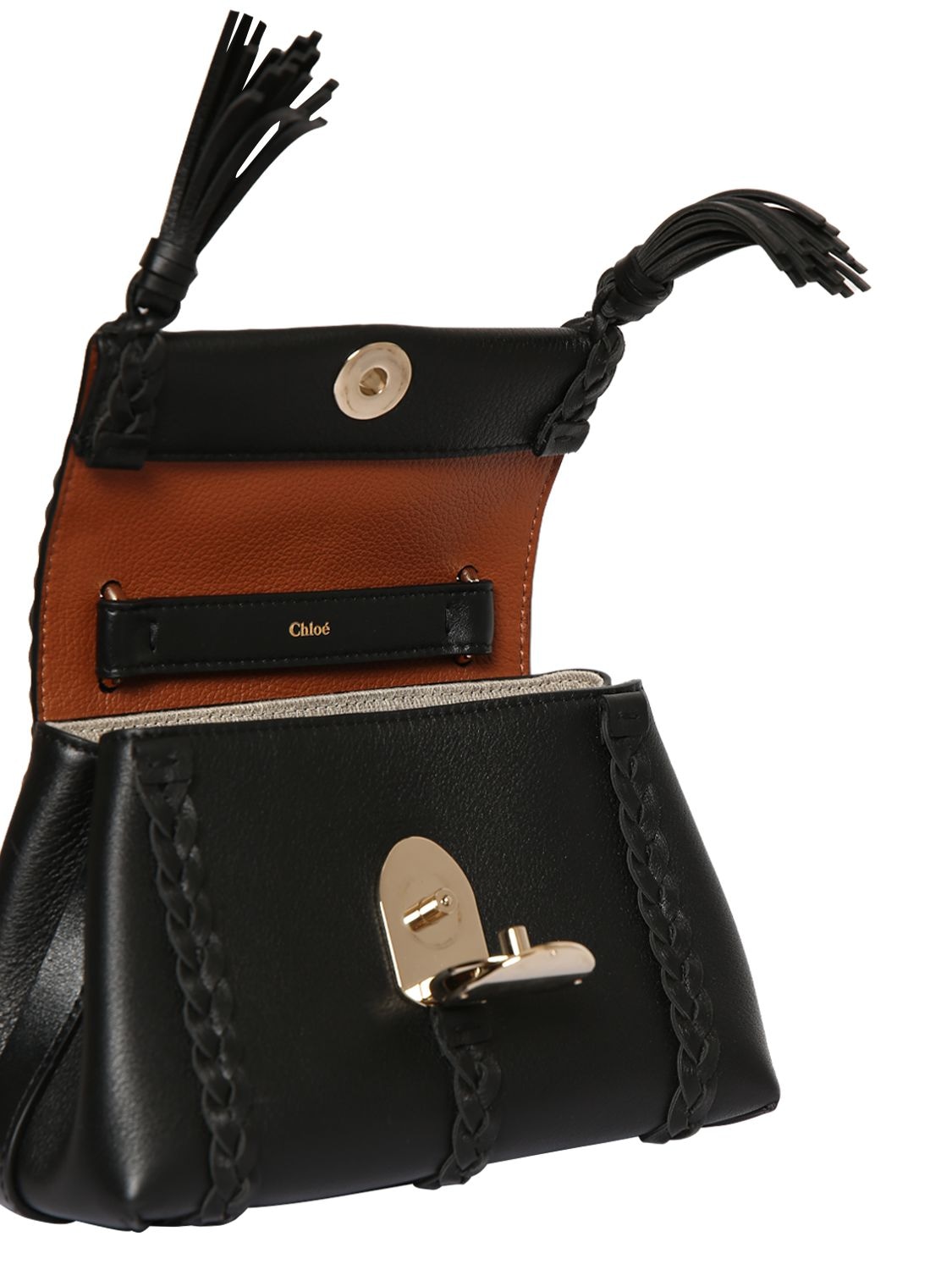 Shop Chloé Small Penelope Leather Top Handle Bag In Black