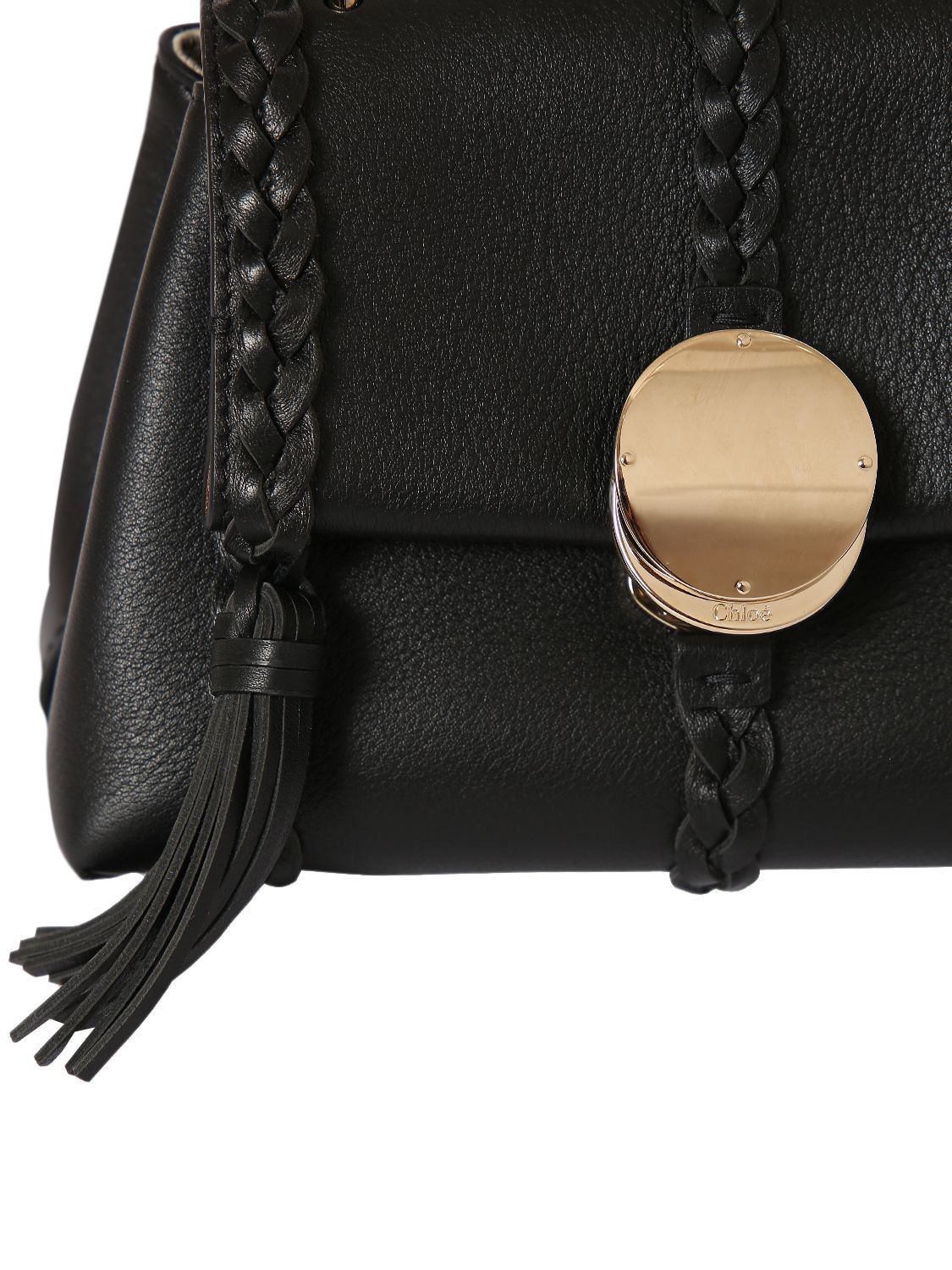 Shop Chloé Small Penelope Leather Top Handle Bag In Black