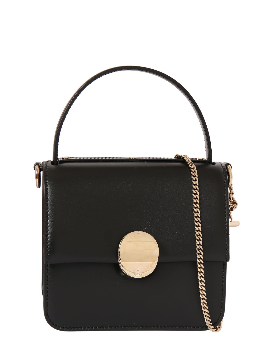 Shop Chloé Penelope Leather Top Handle Bag In Black