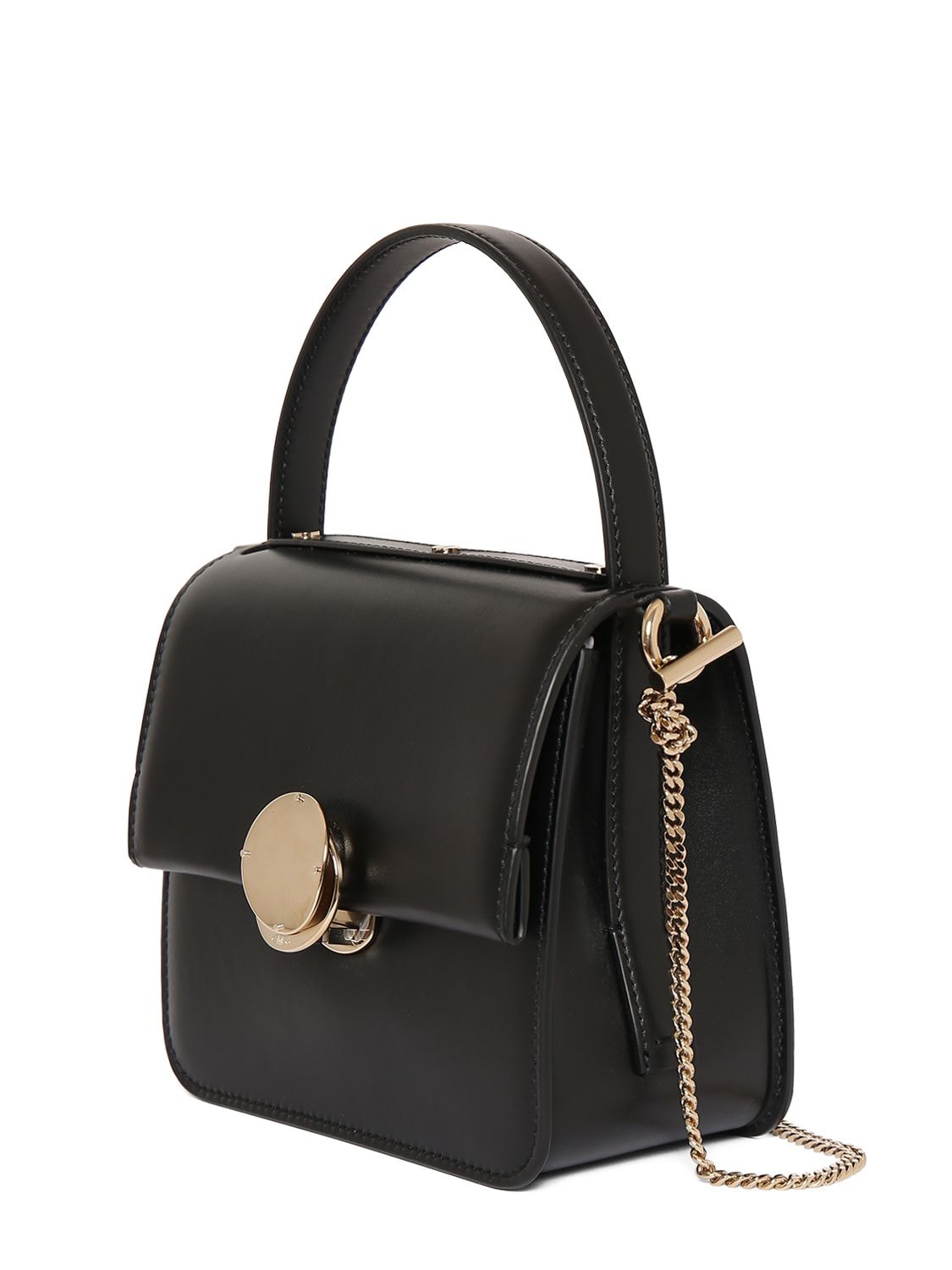 Shop Chloé Penelope Leather Top Handle Bag In Black