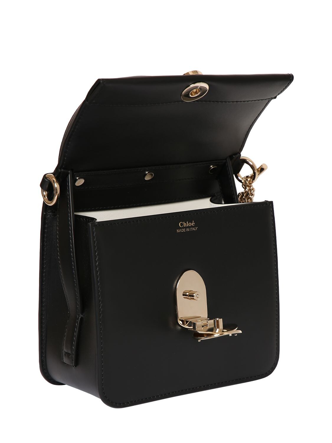 Shop Chloé Penelope Leather Top Handle Bag In Black